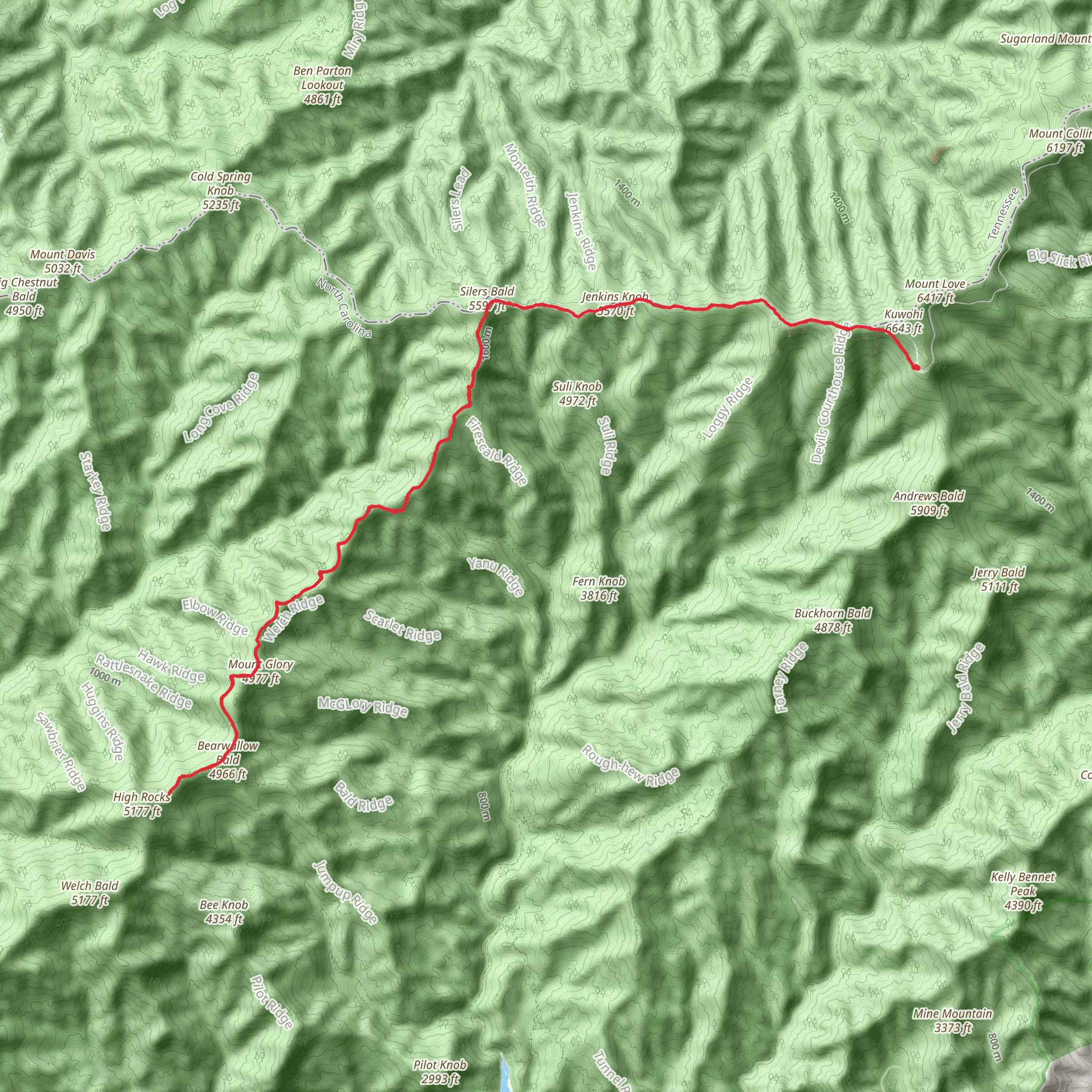 Welch Ridge via Appalachian Trail mobile static map