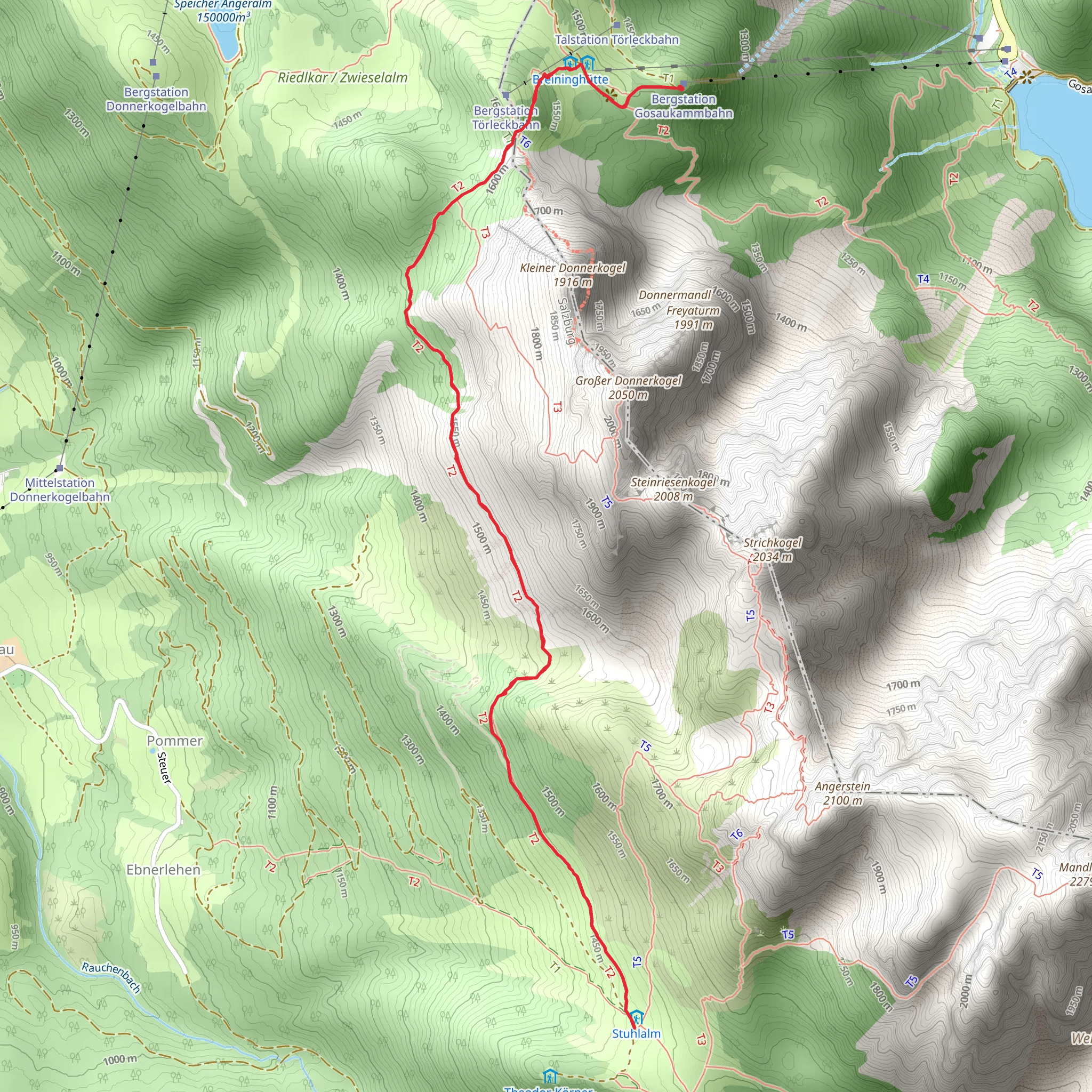 Zwieselalm to Hut Stuhlalm mobile static map