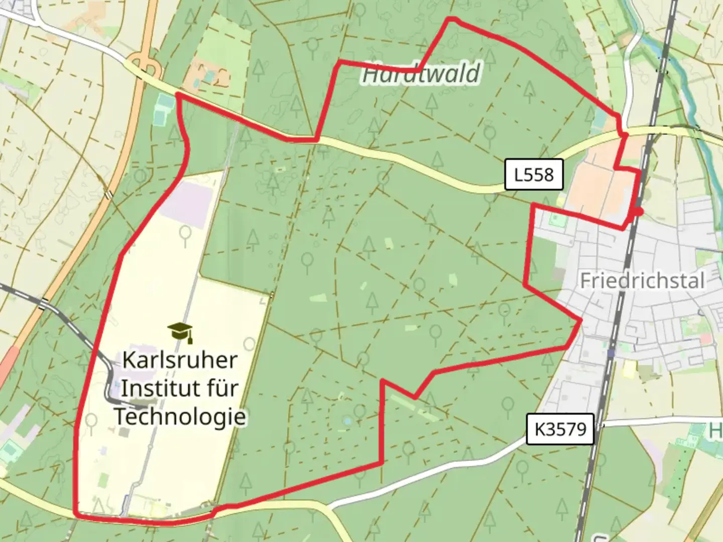 An image depicting the trail Grabener Allee andStutenseer Querallee and its surrounding area.