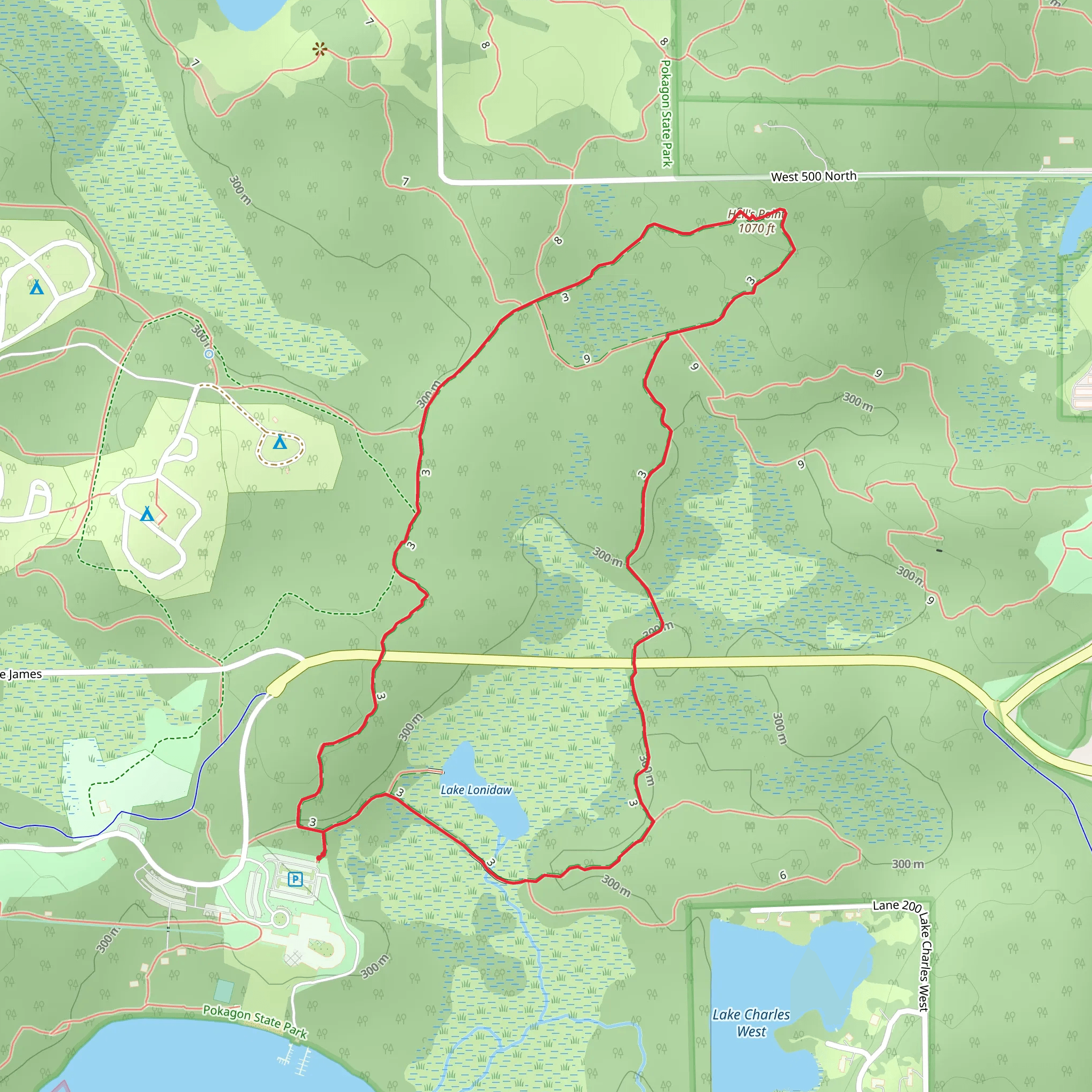 Lake Lonidaw and Hell's Point Loop mobile static map