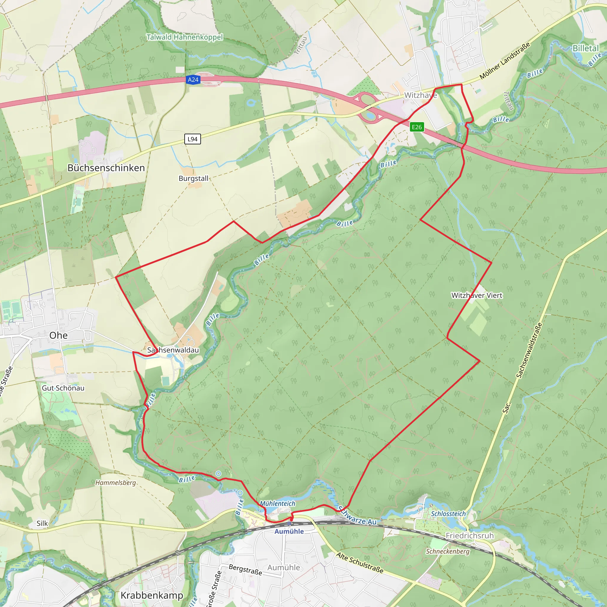 Mühlenteich, Fahrenhorst and Witzhaver Viert Loop mobile static map