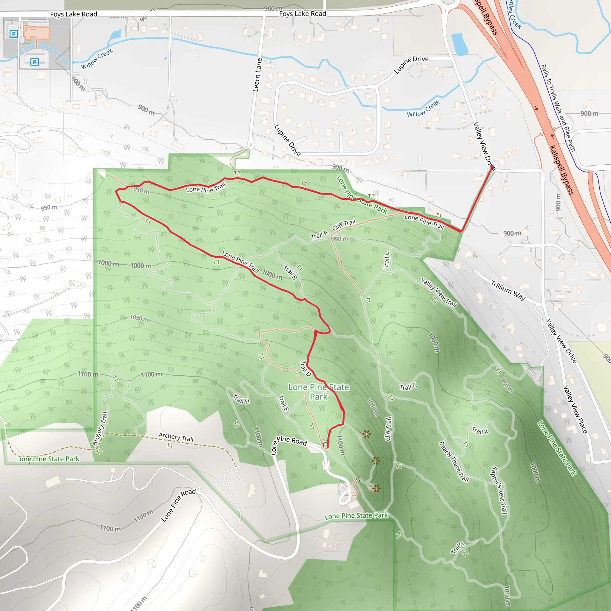 Lone Pine Trail and Trail D mobile static map
