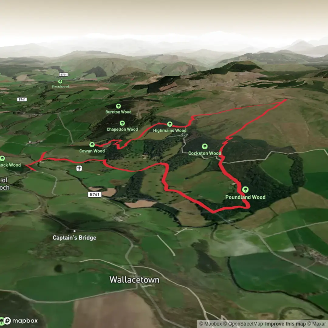 An image depicting the trail Barony hill from Ruglen and its surrounding area.