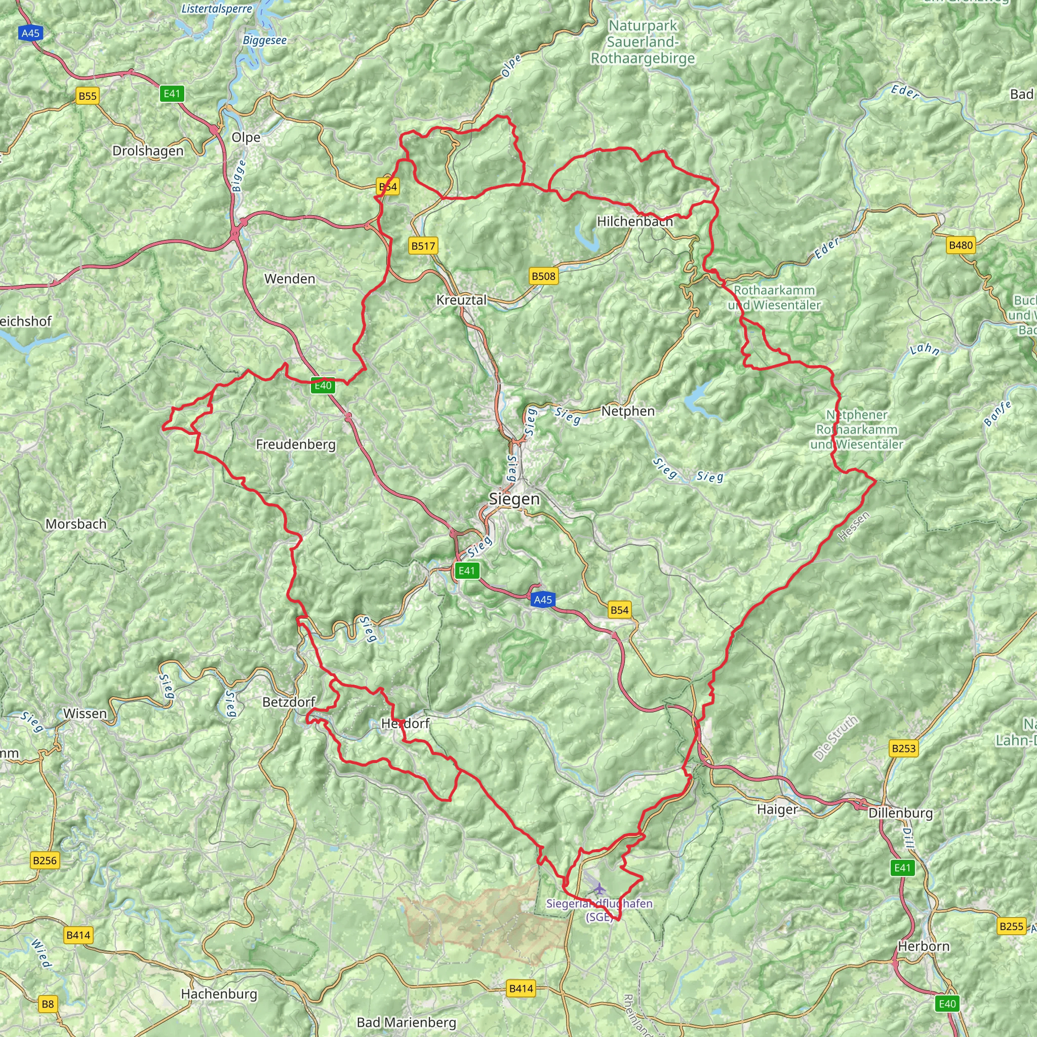 Siegerland-Höhenring mobile static map