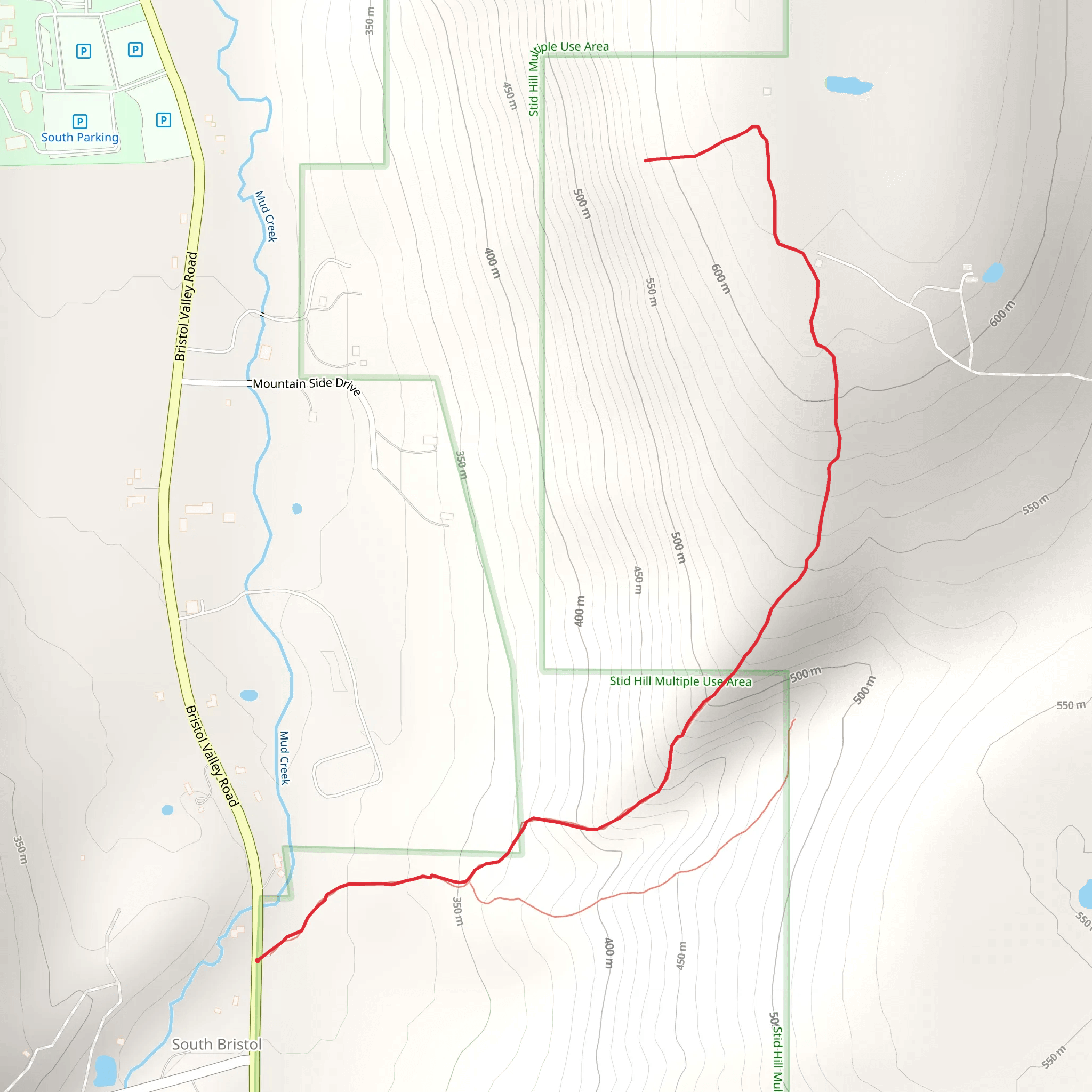 Stid Hill Trail from South Bristol mobile static map
