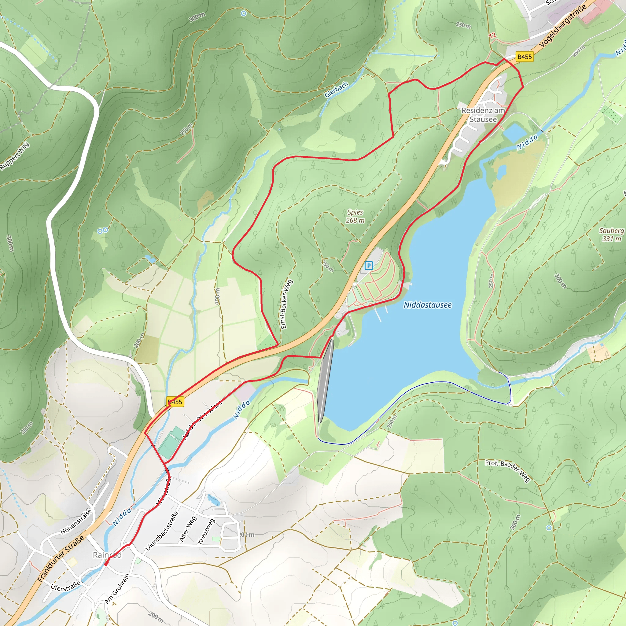 Niddastausee via Rundwanderweg Rainrod R1 mobile static map