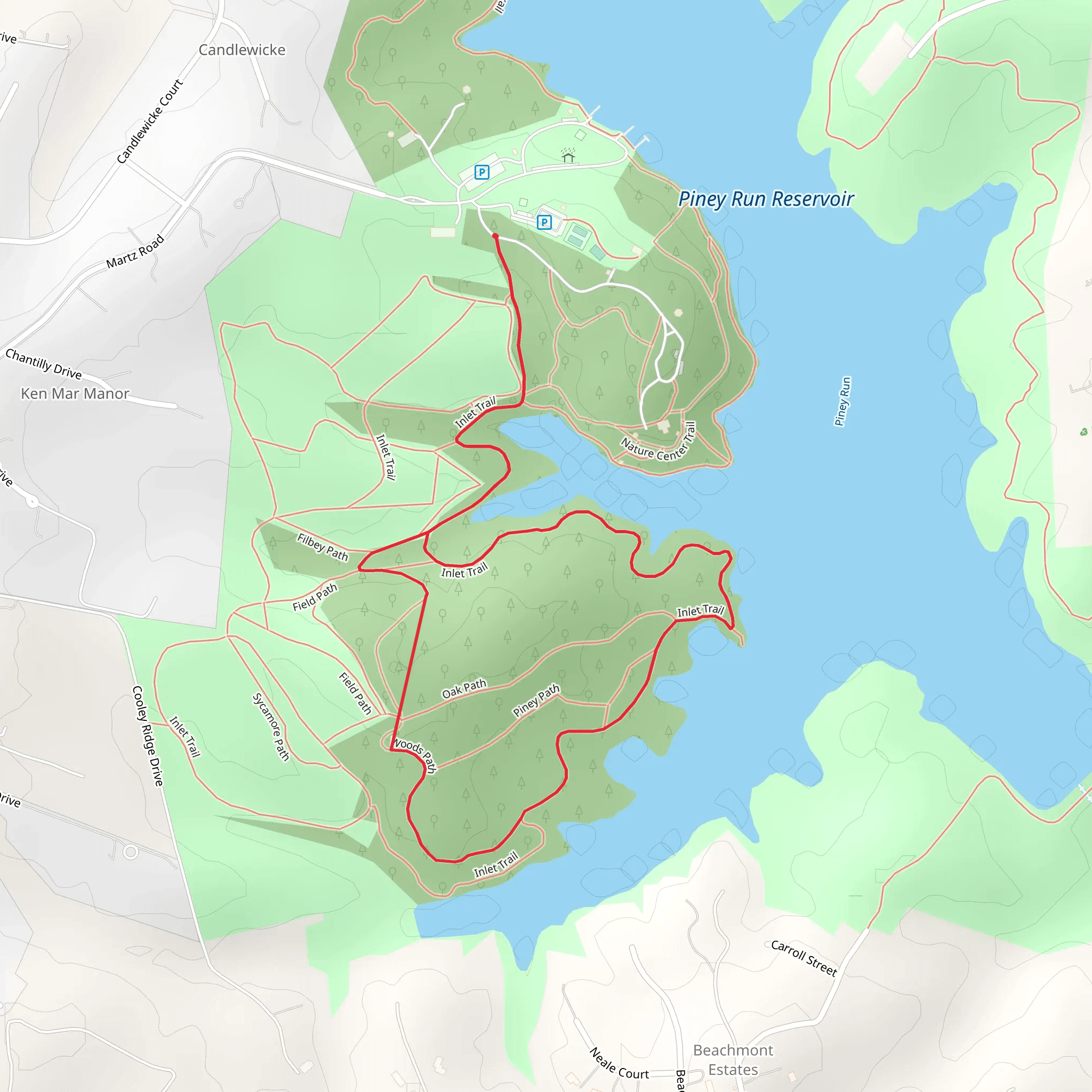 Woods Path and Inlet Trail Loop mobile static map