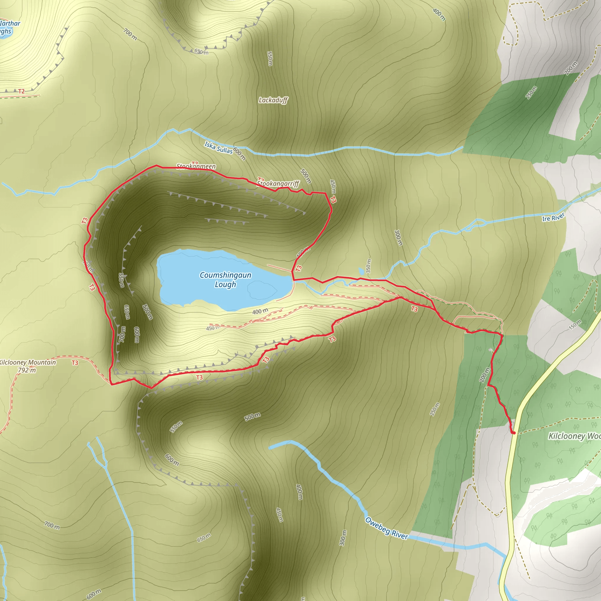 Coumshingaun Lough Loop mobile static map