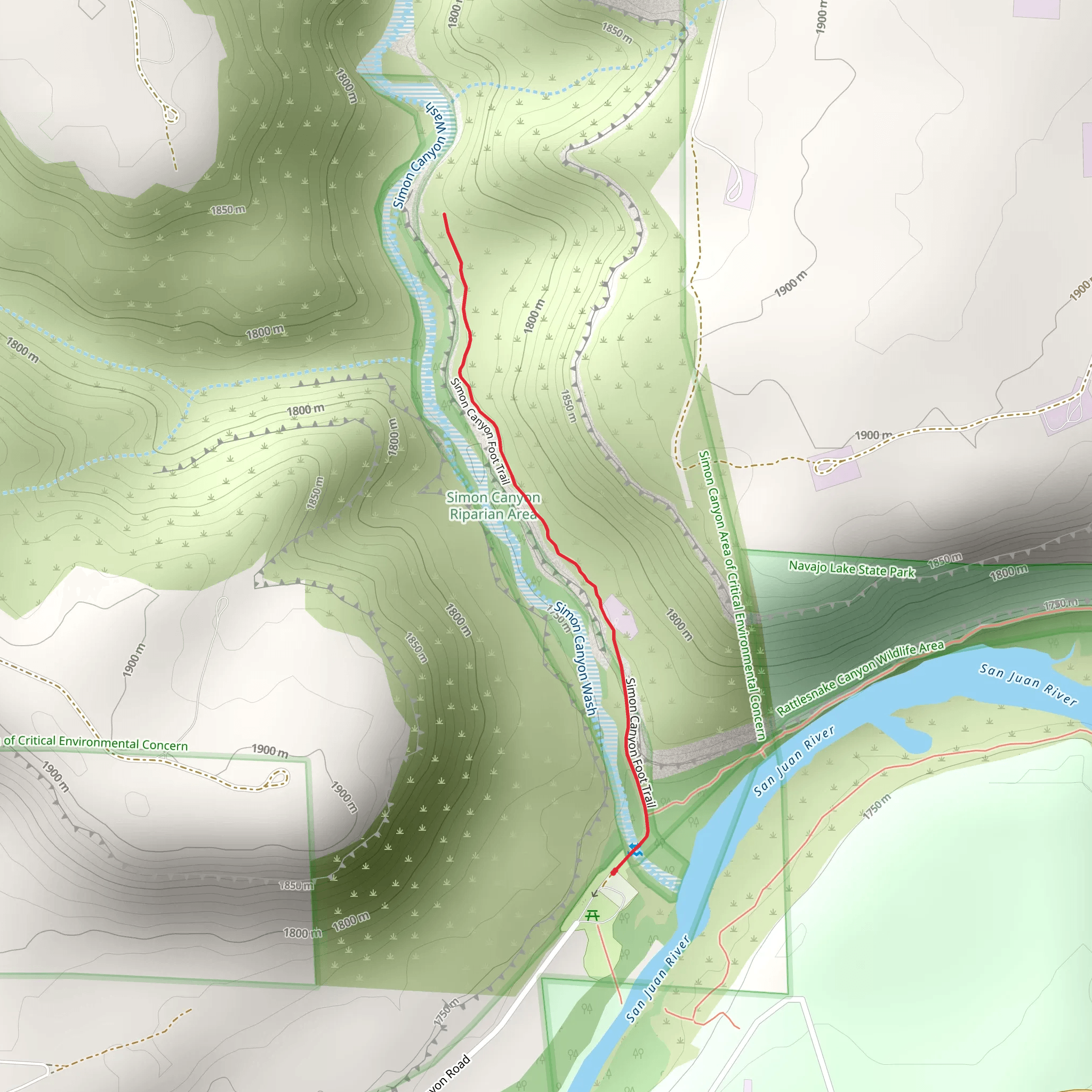 Simon Canyon Foot Trail mobile static map