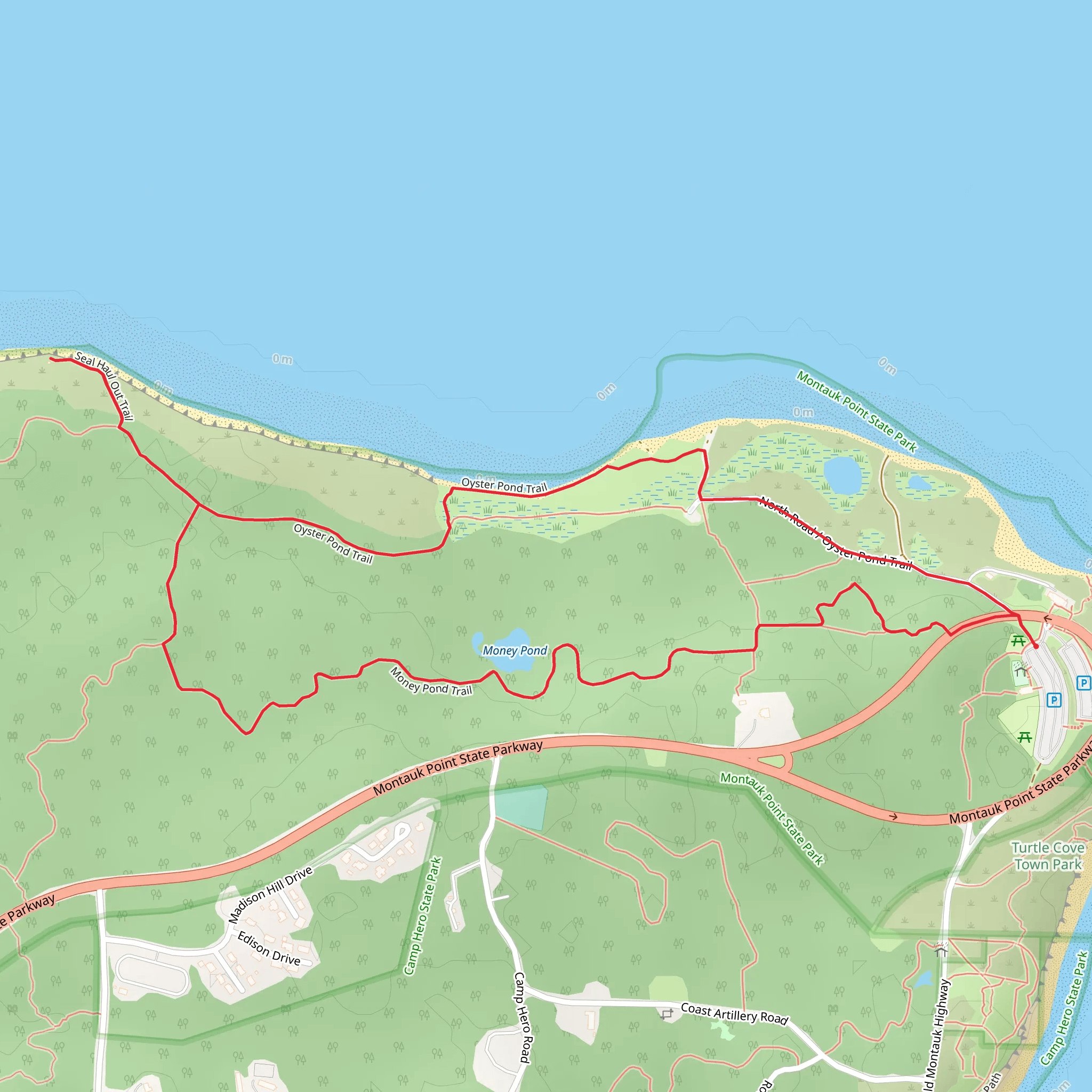 Money Pond and Oyster Pond Trail Loop mobile static map