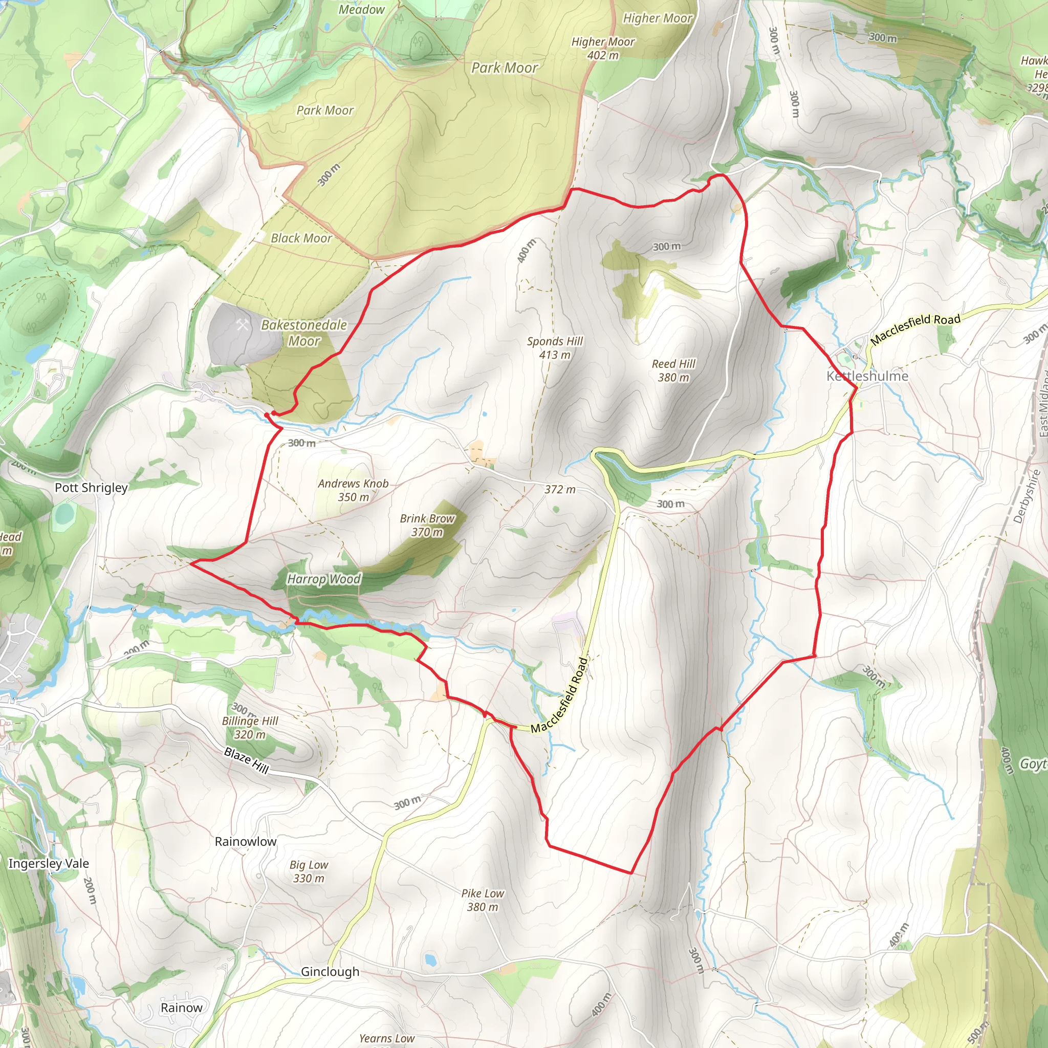 Kettleshulme and Sponds Hill mobile static map
