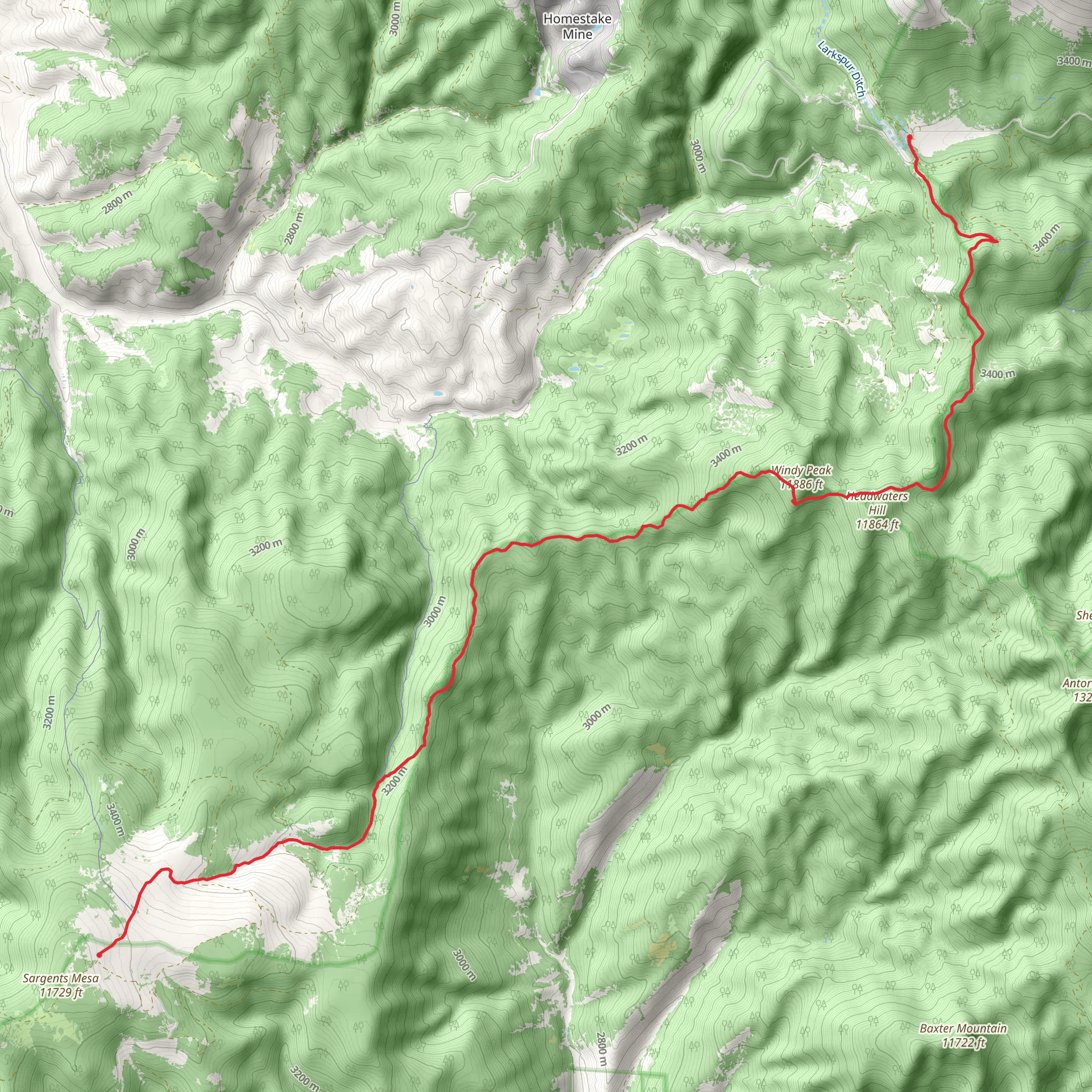 Marshall Pass, Windy Peak via Colorado Trail mobile static map