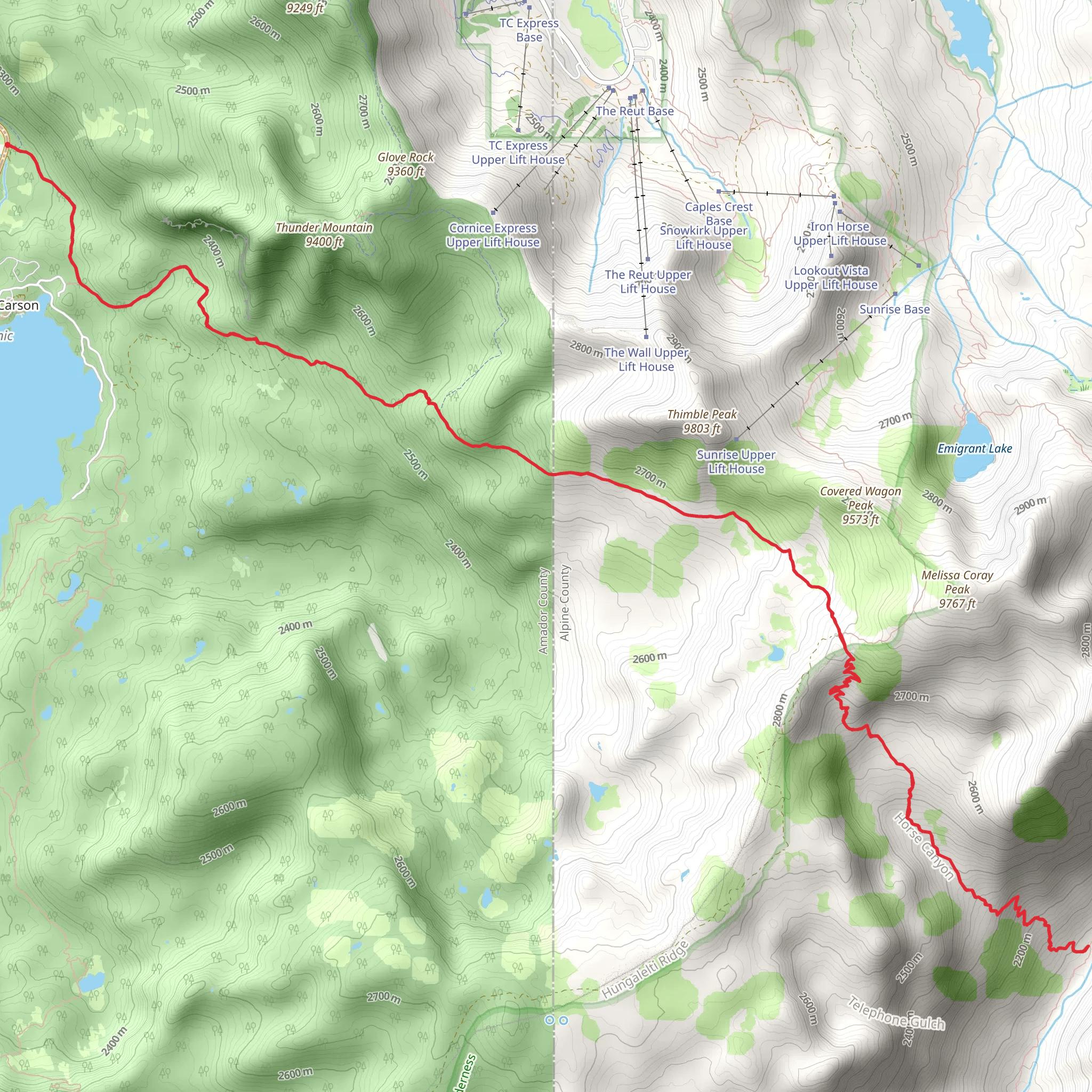 Silver Lake - Horse Canyon Trail mobile static map