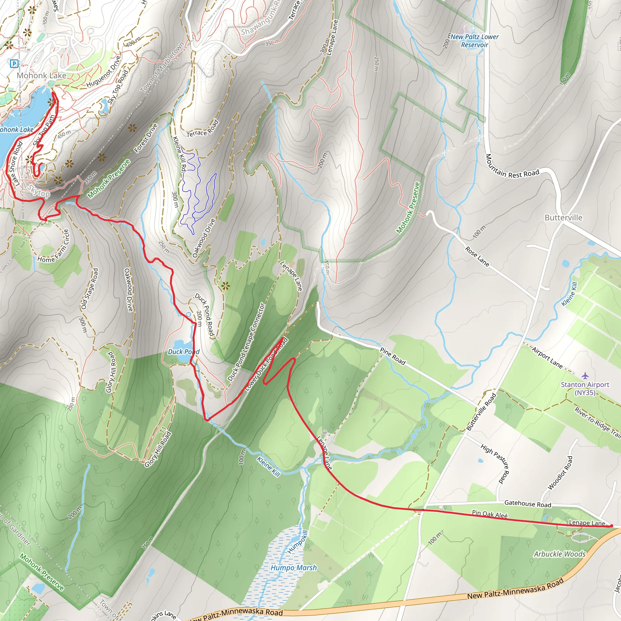 Skytop Reservoir via Mohonk Lake Trail mobile static map
