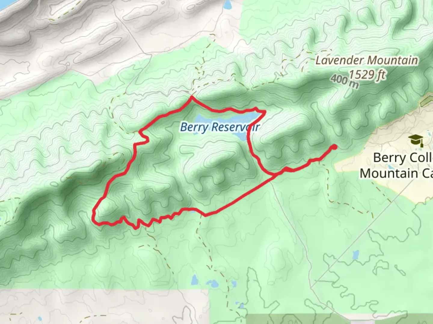 An image depicting the trail Berry Reservoir Loop and its surrounding area.