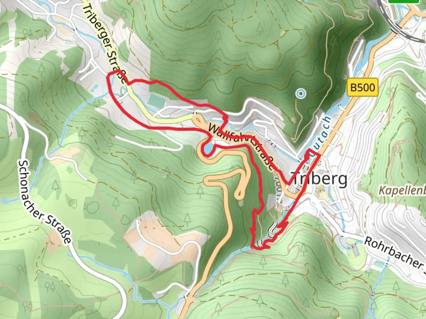 An image depicting the trail Bergsee via Kroneckweg and Ortenau Baar Weg and its surrounding area.