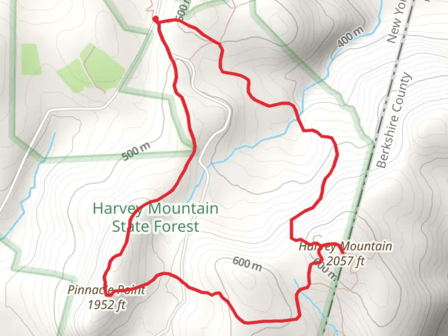 An image depicting the trail Harvey Mountain and Pinnacle Point Loop and its surrounding area.