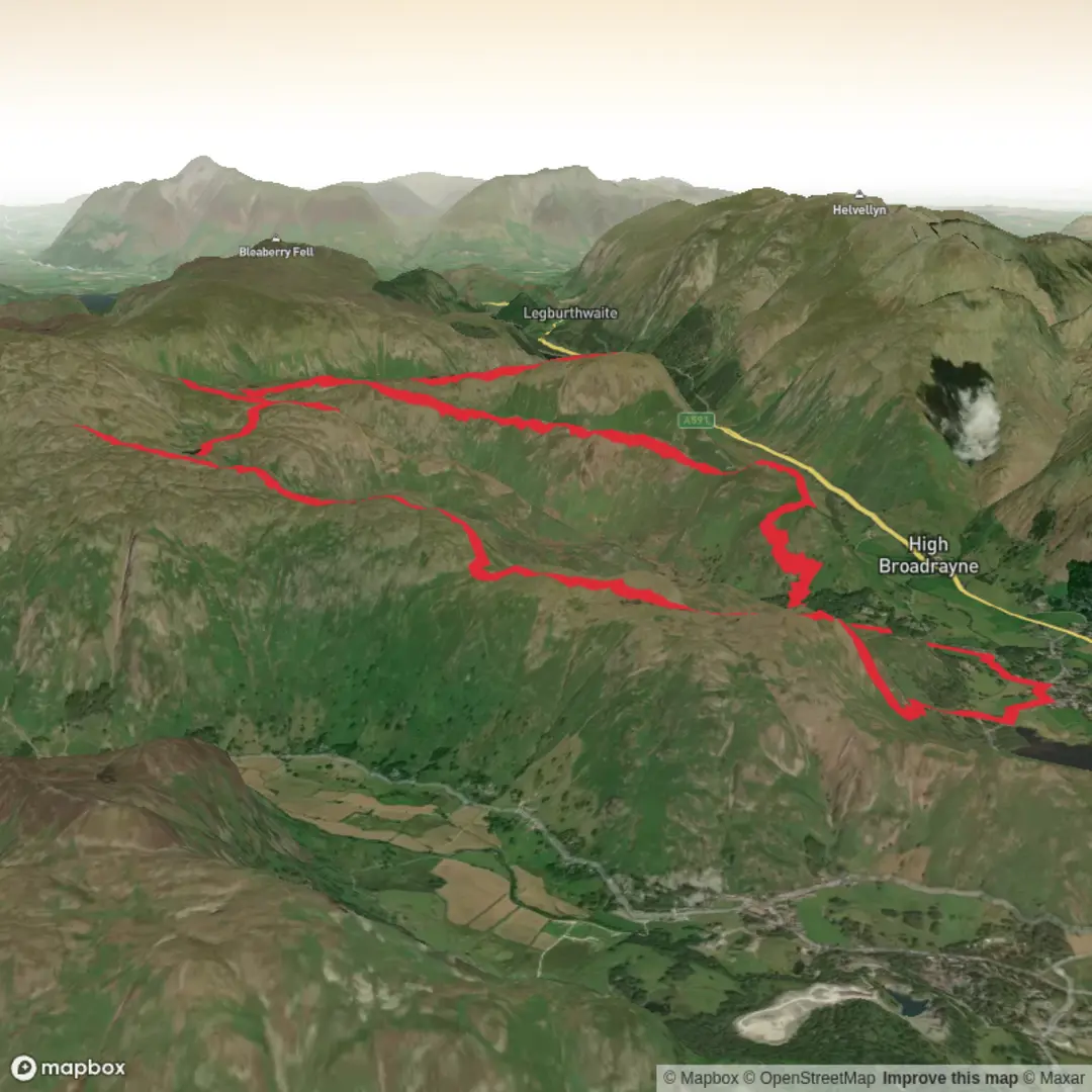 An image depicting the trail Grasmere Common Loop - 7 WRs and its surrounding area.