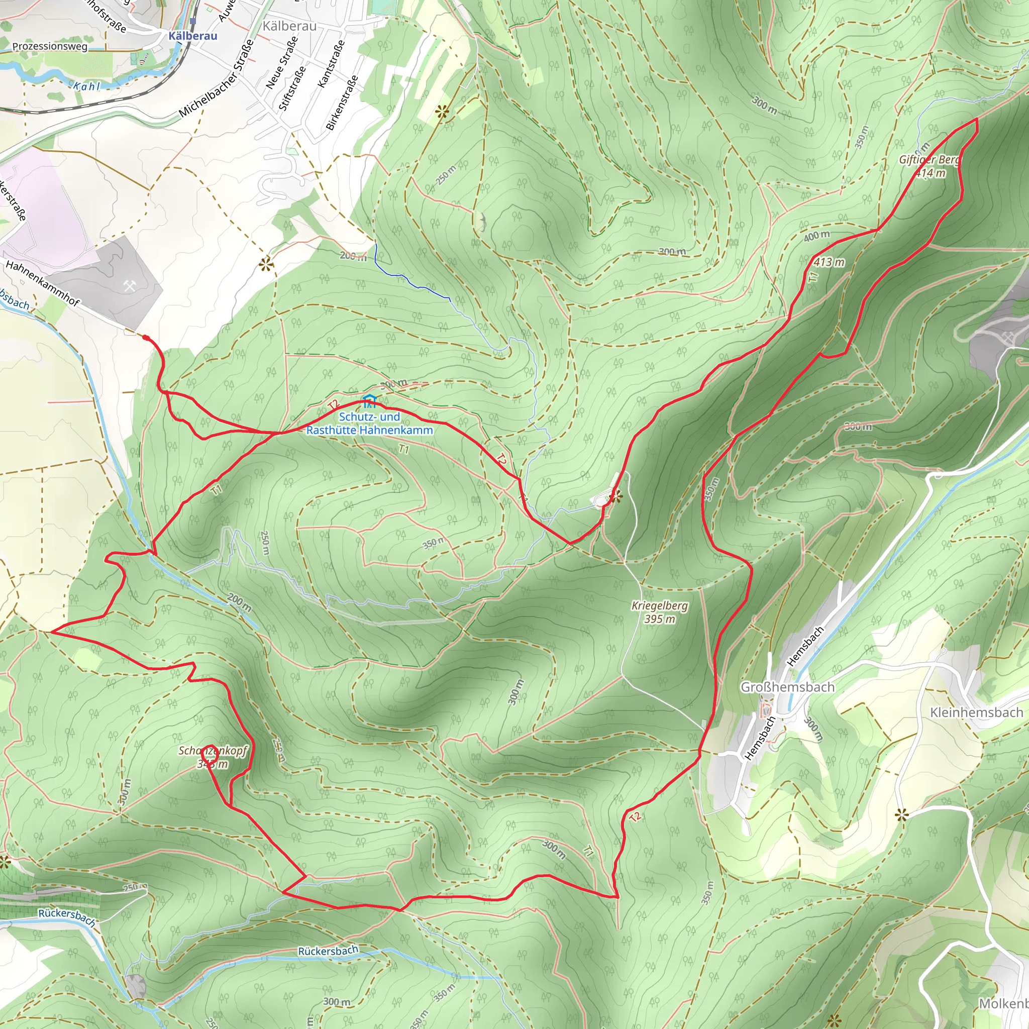 Schanzenkopf and Hannenkamm via Freigerichter Bund Alzenau and Kulturweg Alzenau 2 mobile static map
