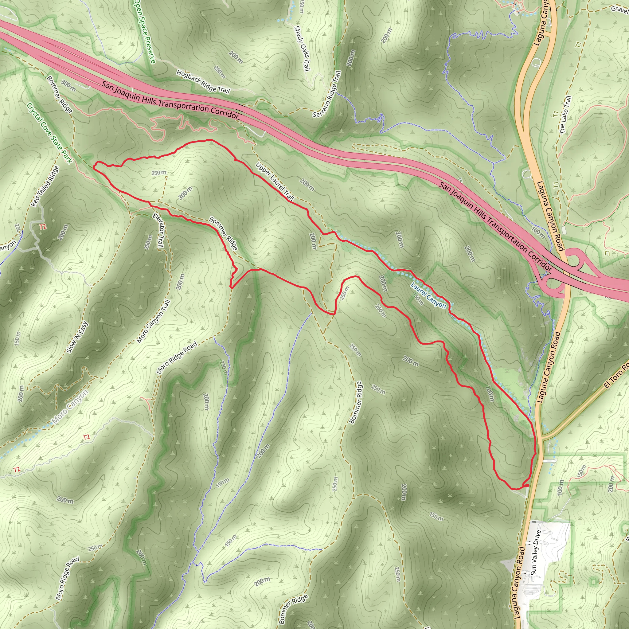 Laurel Canyon, Lizard and Bommer Spur Loop Trail mobile static map