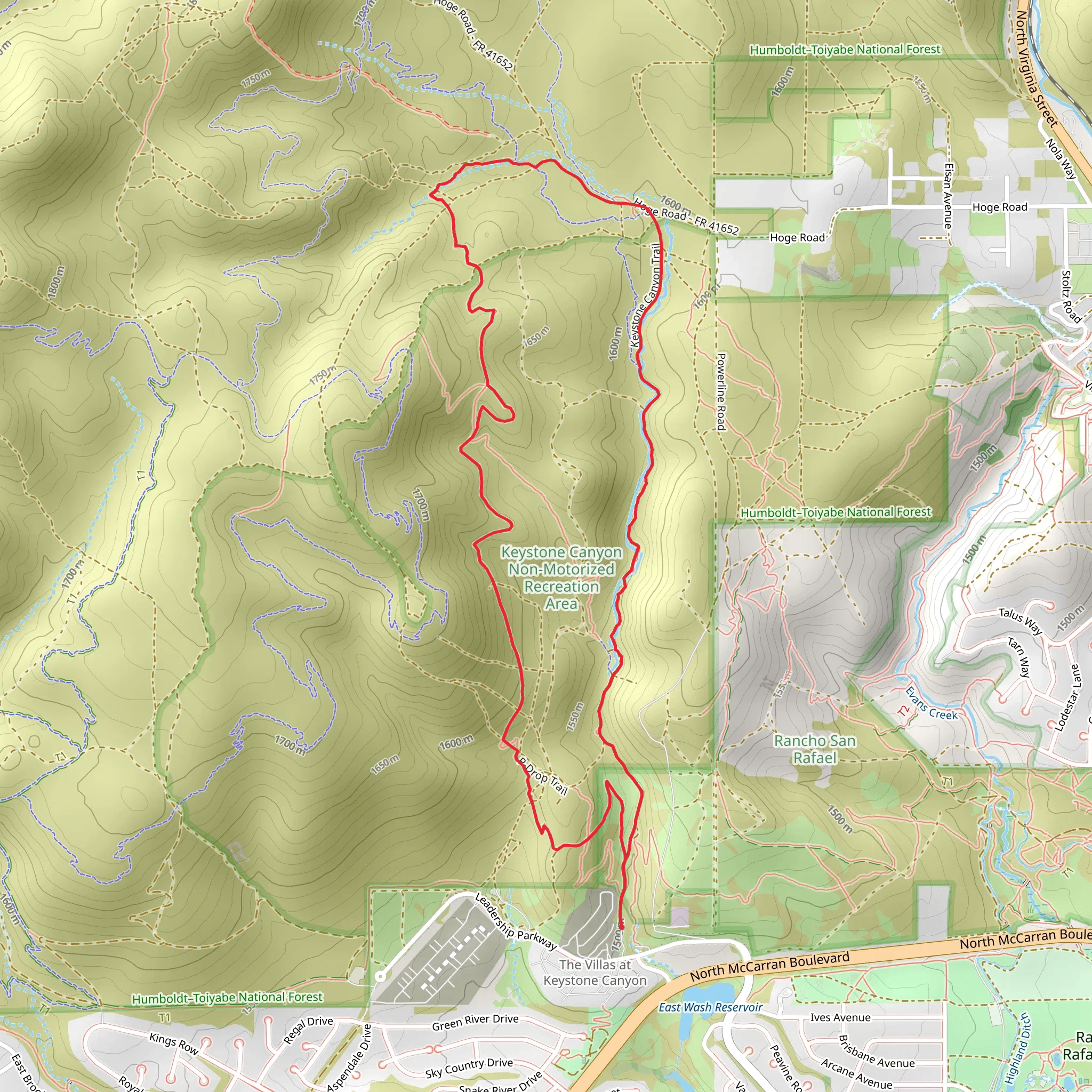Keystone Canyon, Rabbitman Blast and Poedunk Loop Trail mobile static map