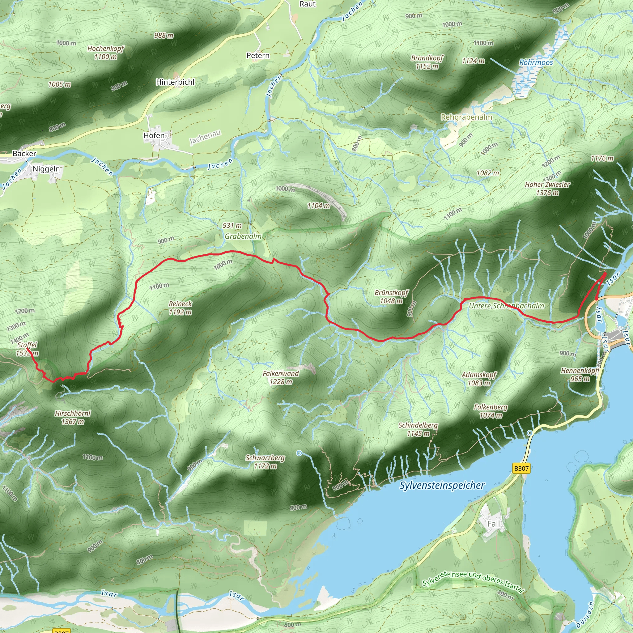 Staffel Hike via Schronbach Wasserfall mobile static map