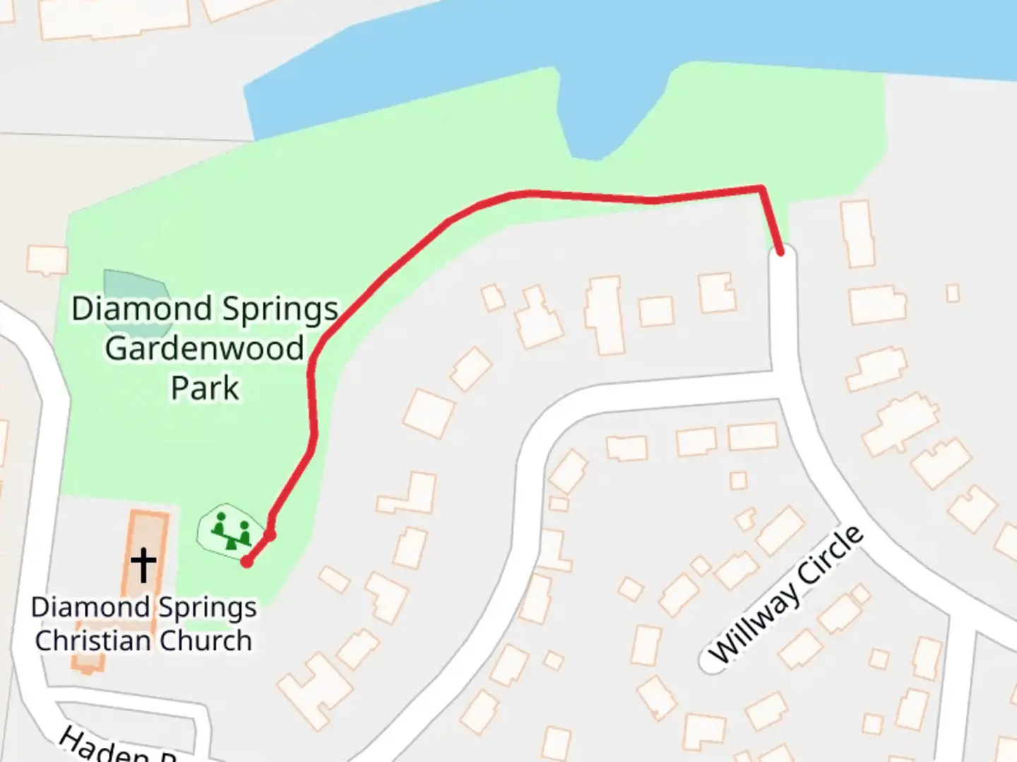 An image depicting the trail Diamond Springs Greeenwood Park and its surrounding area.
