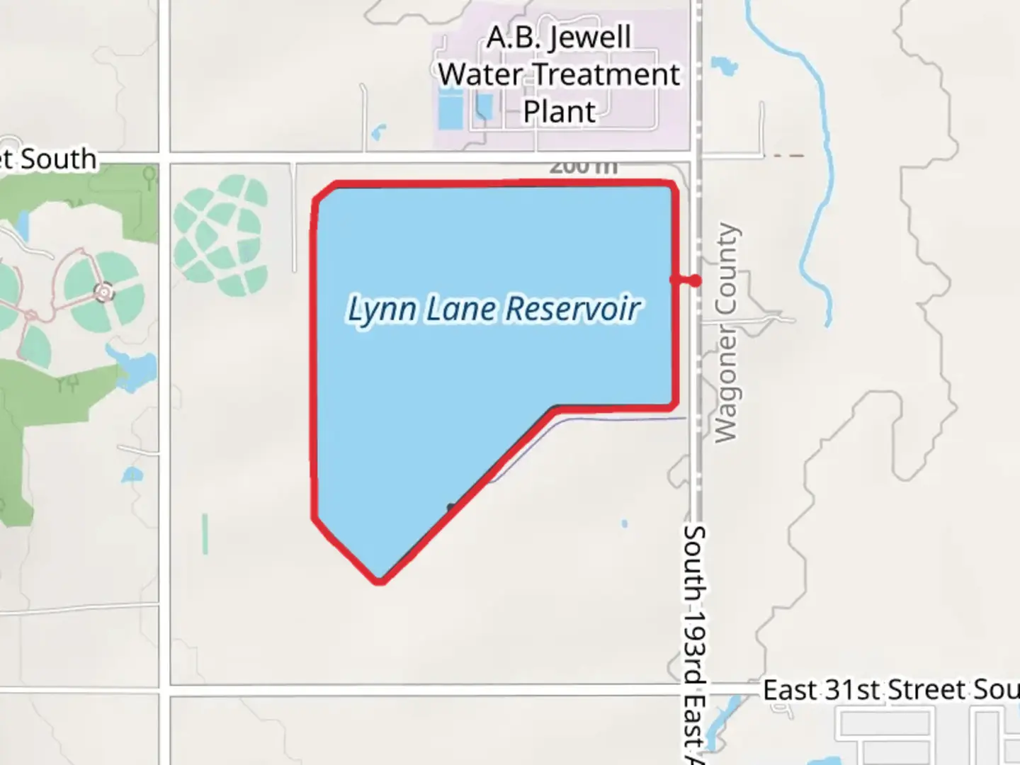 An image depicting the trail Lynn Lane Reservoir Loop and its surrounding area.