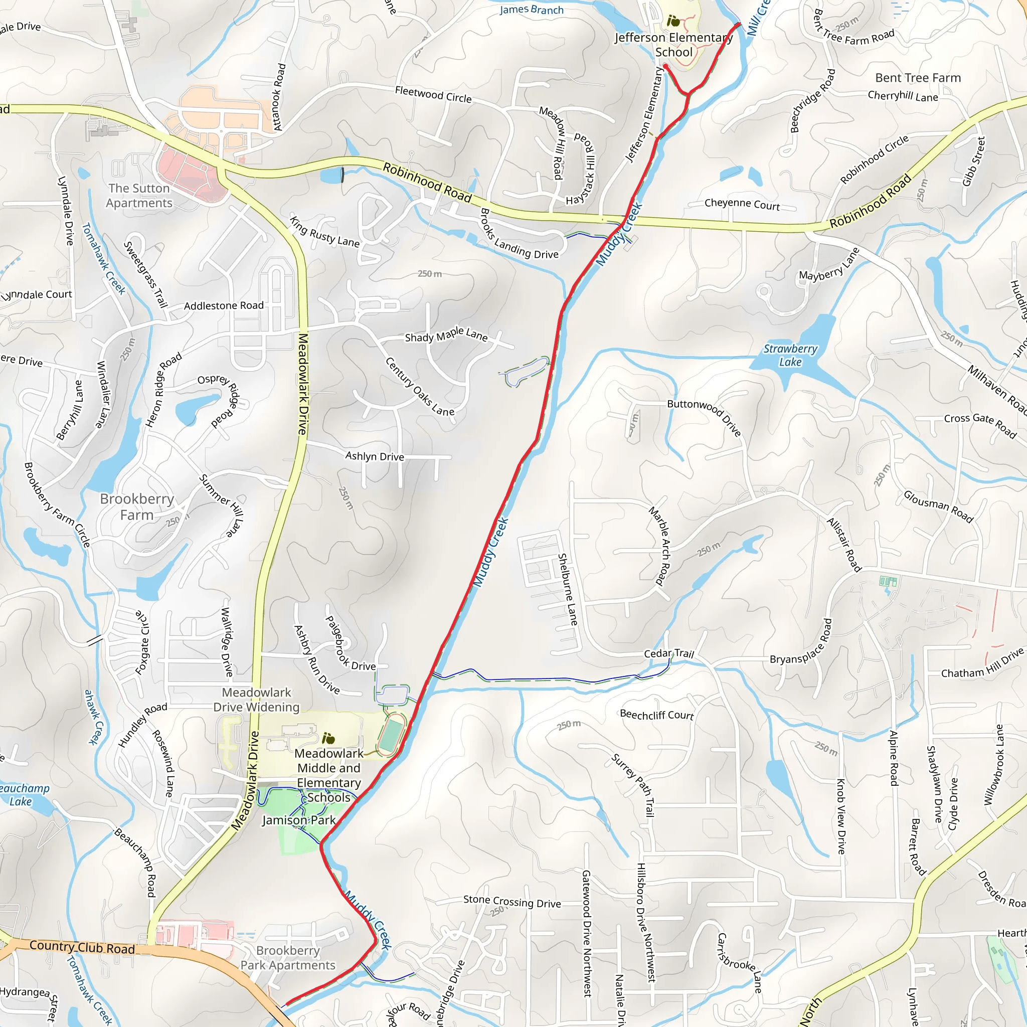 Muddy Creek Greenway mobile static map