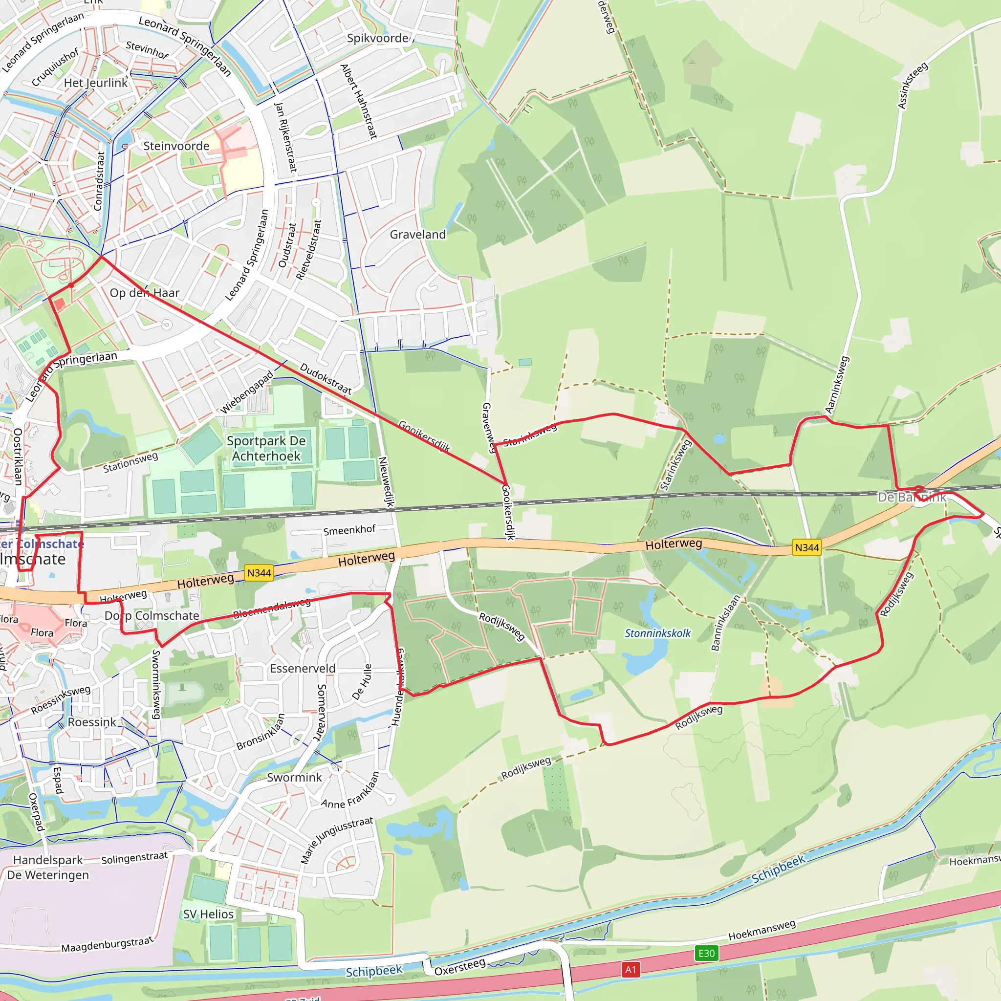 De Bannink and Klein Kiekenbelt Loop mobile static map