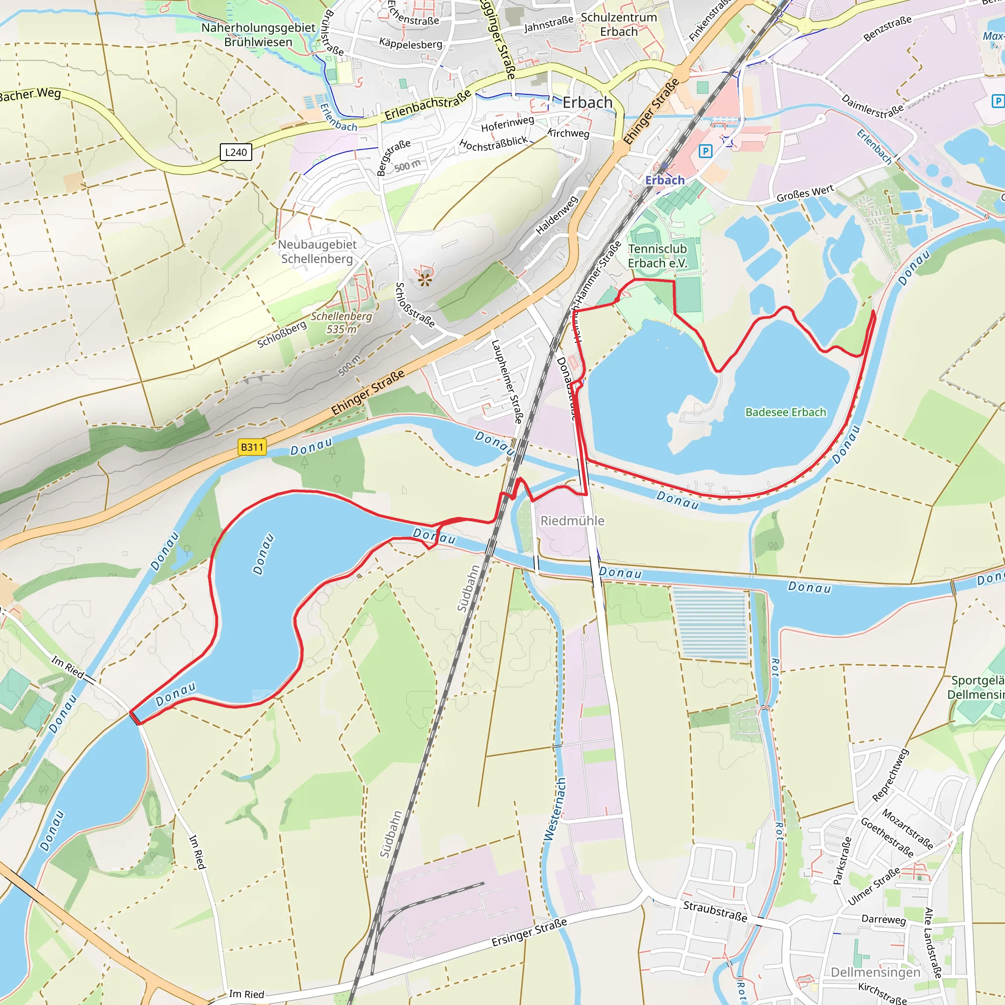 Badesee Erbach and Donau Loop mobile static map