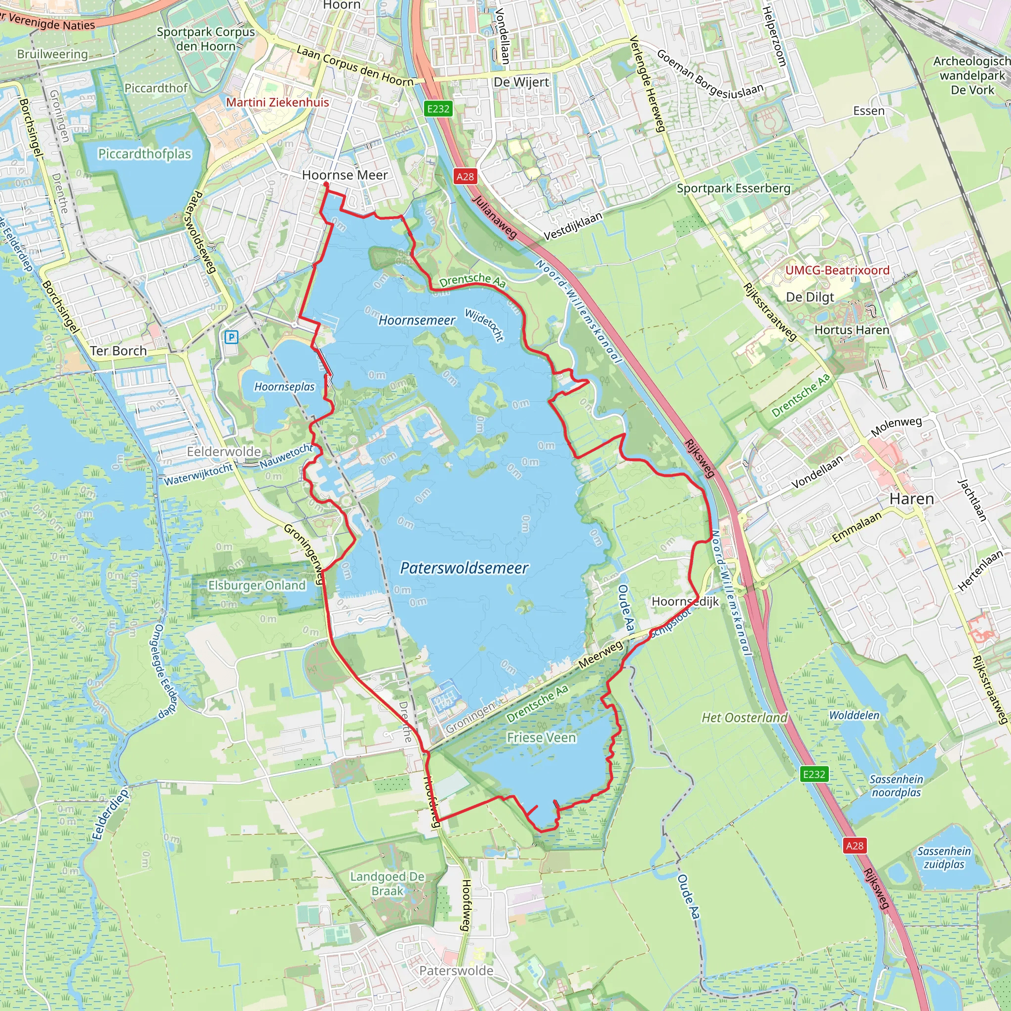 Hoornsemeer and Friese Veen via Hoornse Pad, Molenpad and Groningerweg Loop mobile static map