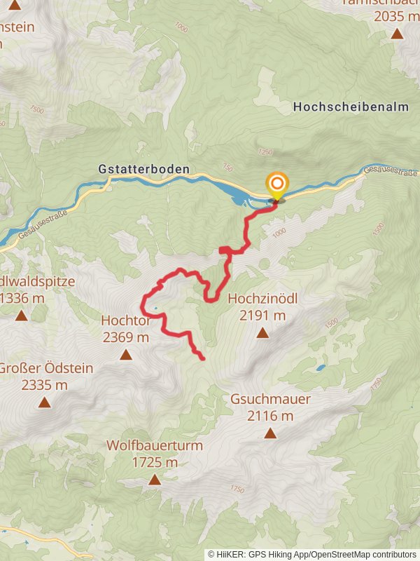 Via the waterfall path and the Planspitze to the Hesshütte mobile static map