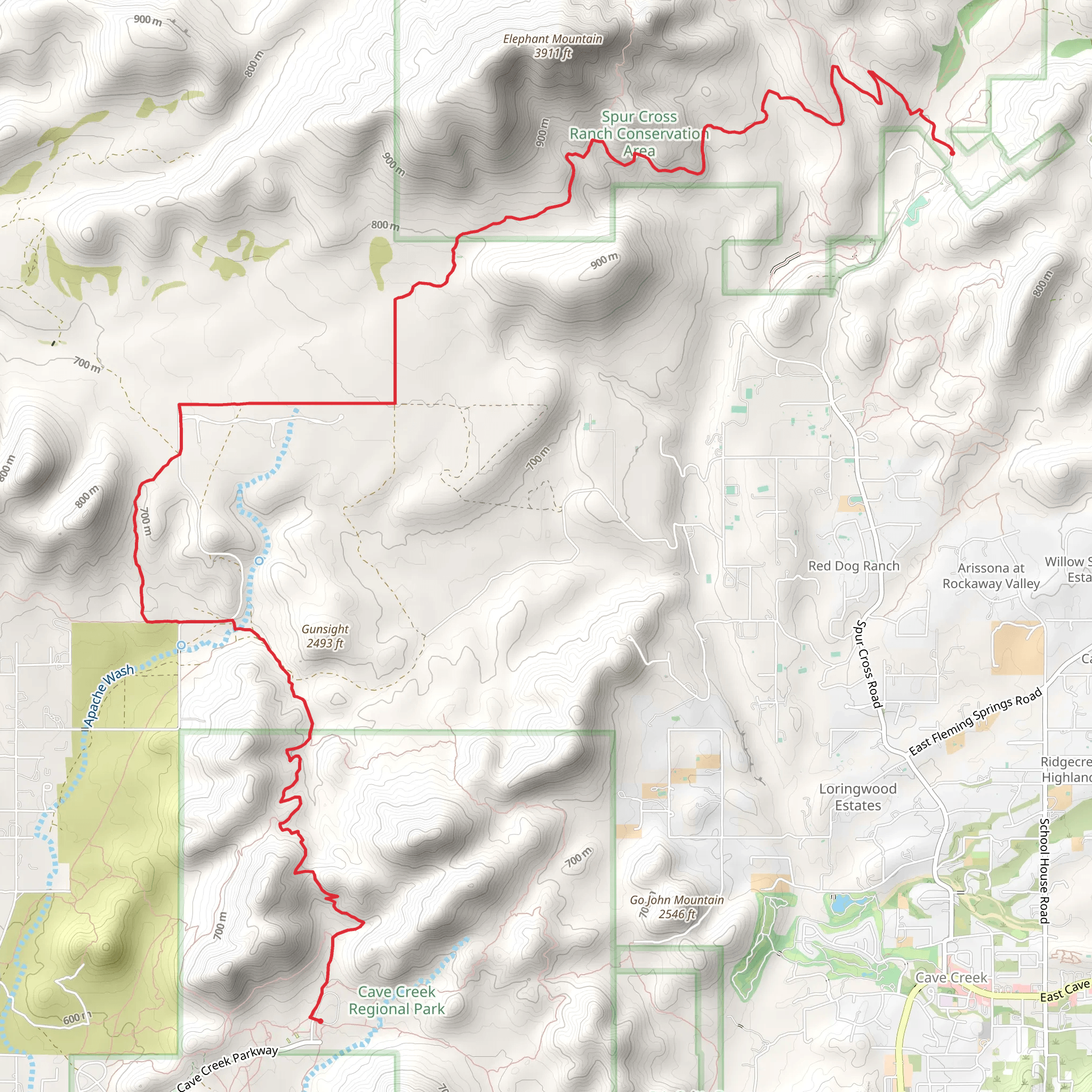 Overton and Spur Cross Trail mobile static map
