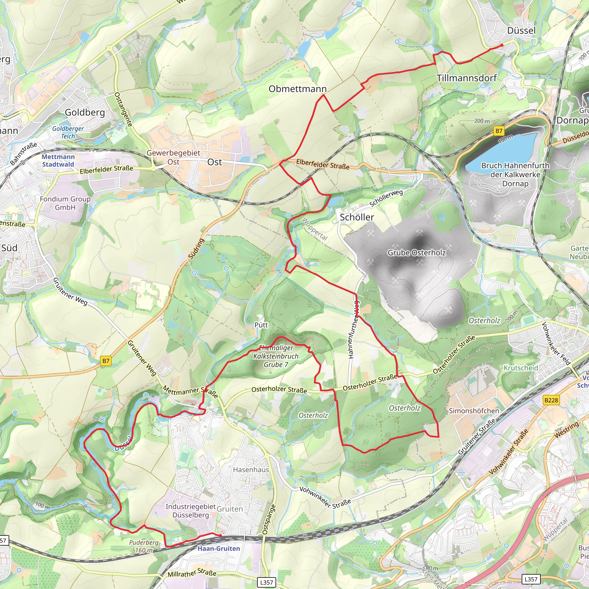 Gruiten to Dussel Walk mobile static map