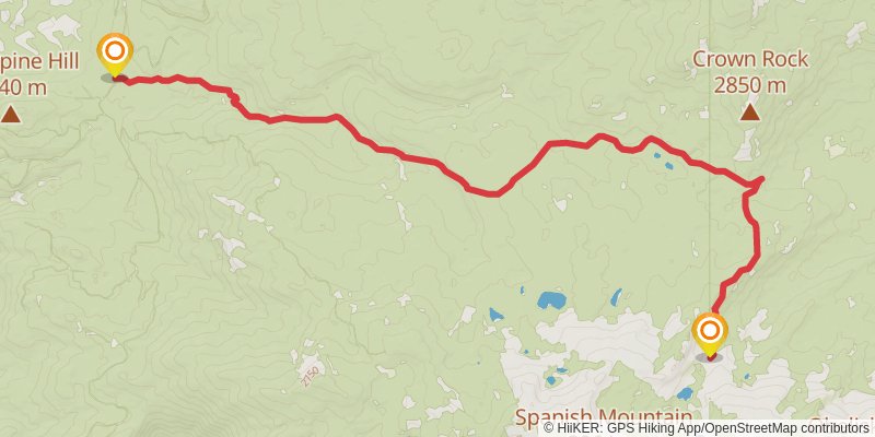 Spanish Lake and Lower Geraldine Lake via Statham Loop Trail stage 2 Map