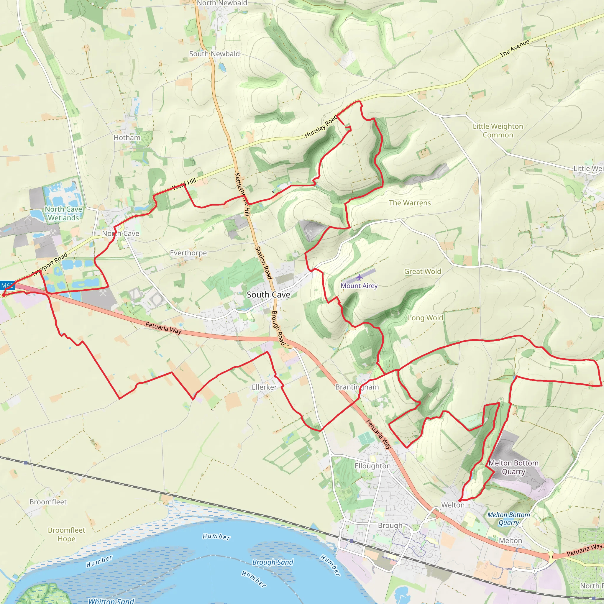 Hessle Loop via Yorkshire Wolds Way National Trail mobile static map