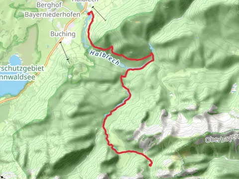 Halblech to Kenzenhuette via Bockstallsee and Schwarzengrabenweg