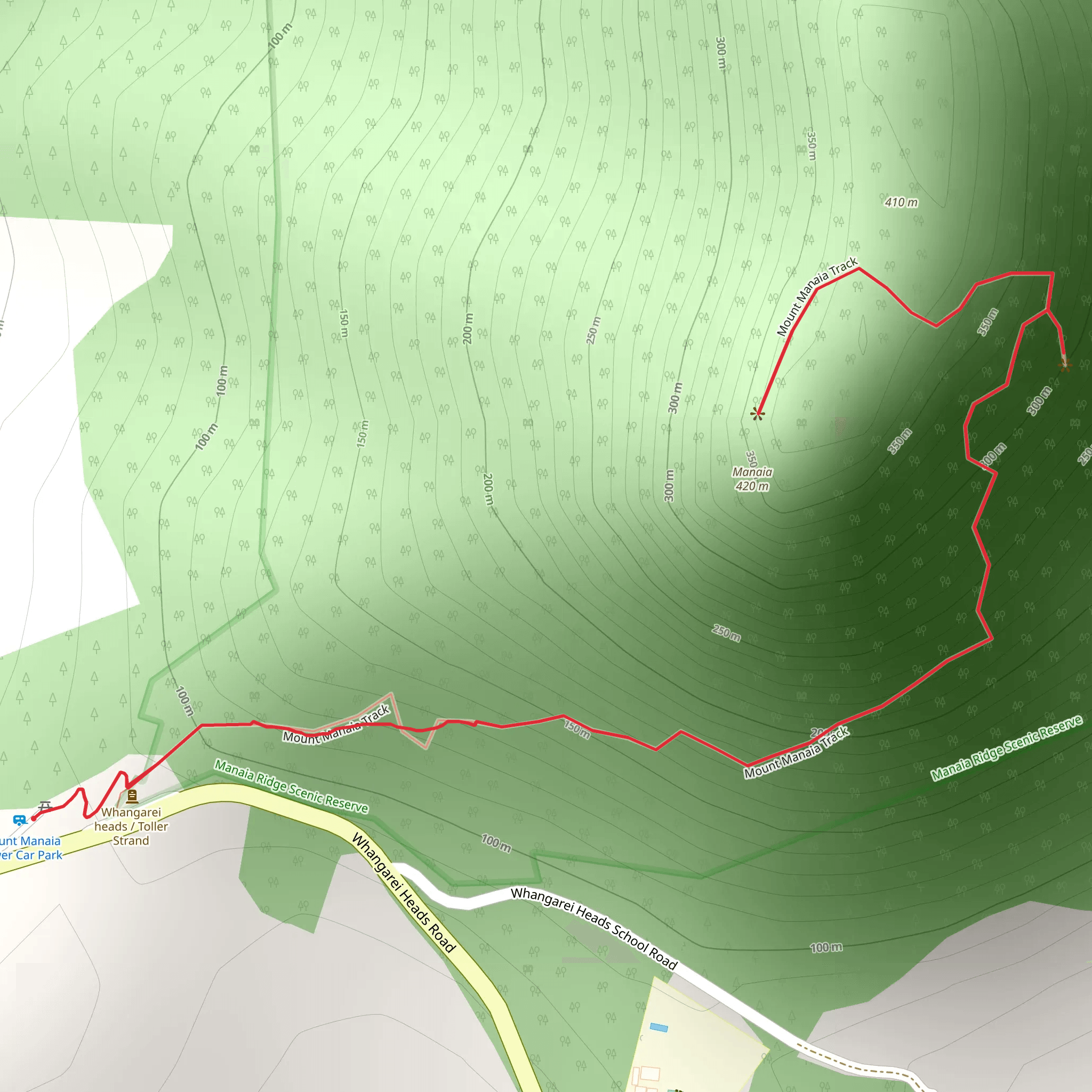 Mount Manaia Track mobile static map