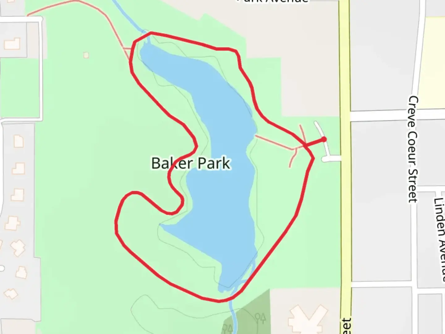 An image depicting the trail Baker Park Loop and its surrounding area.