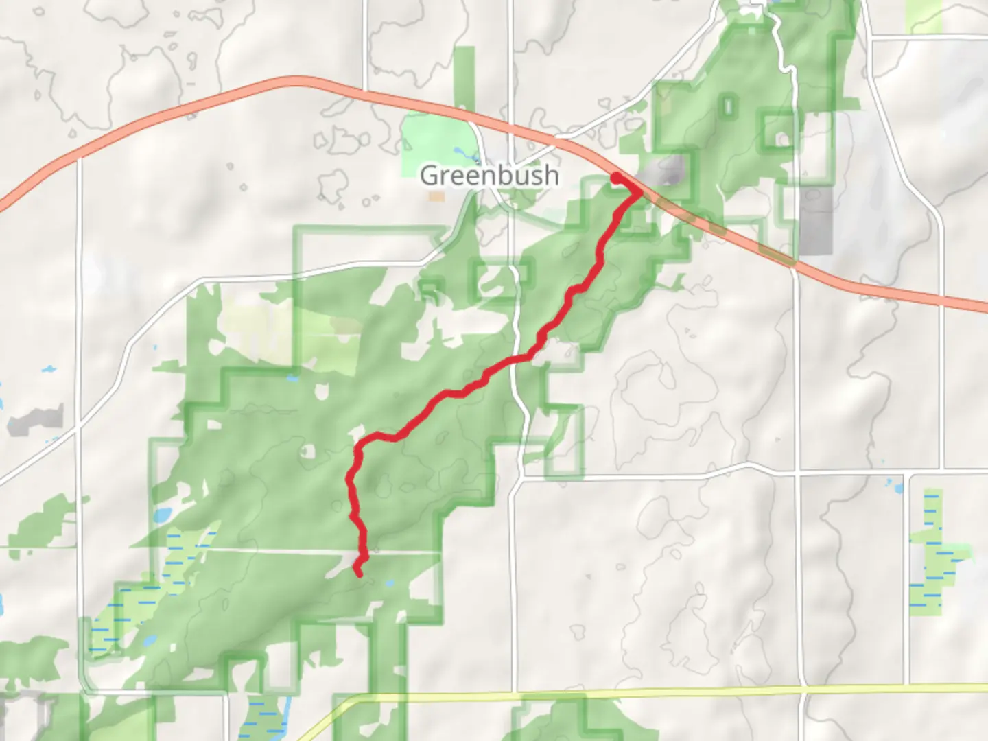 An image depicting the trail Greenbush Kettle via Ice Age Trail and its surrounding area.