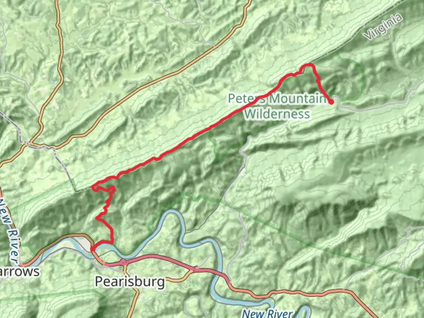 An image depicting the trail Big Stony Creek Road to Bluff City via Appalachian Trail and its surrounding area.