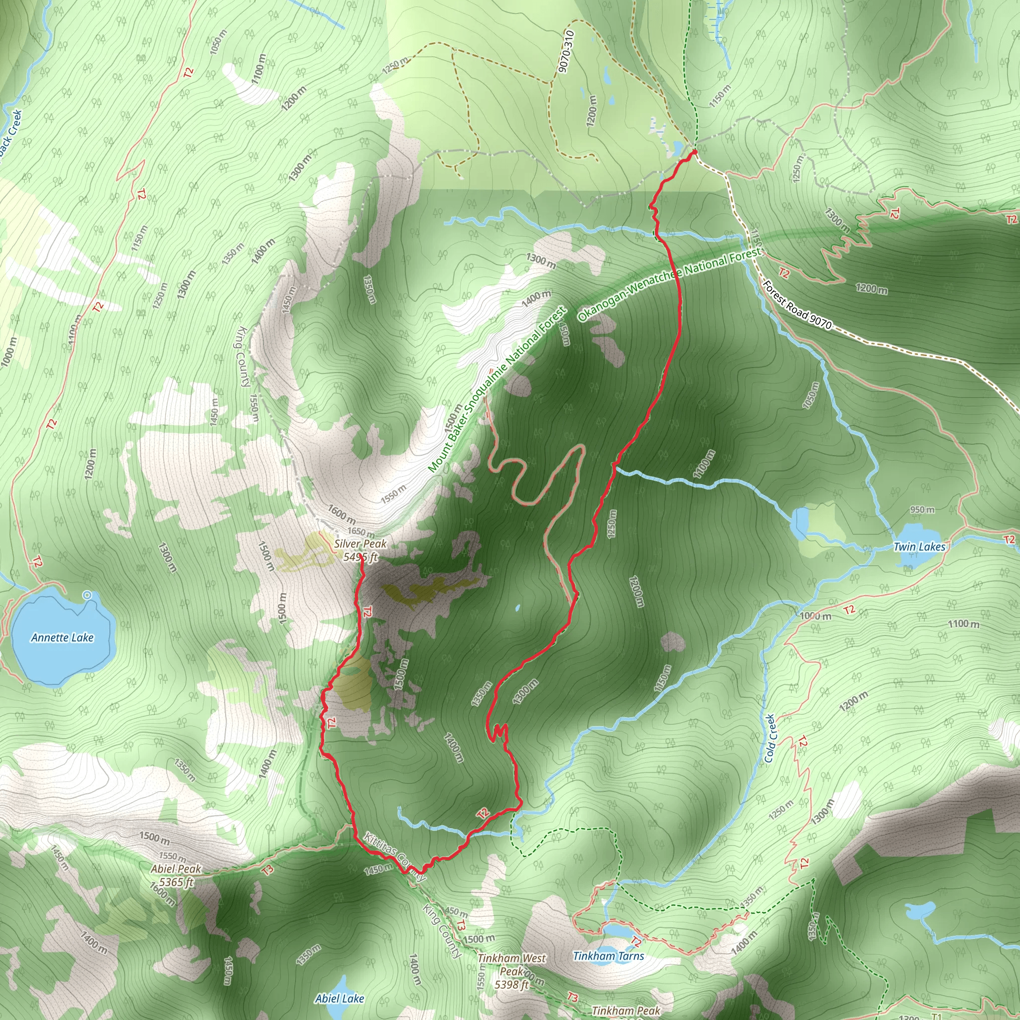 Silver Peak via Pacific Crest National Scenic Trail mobile static map