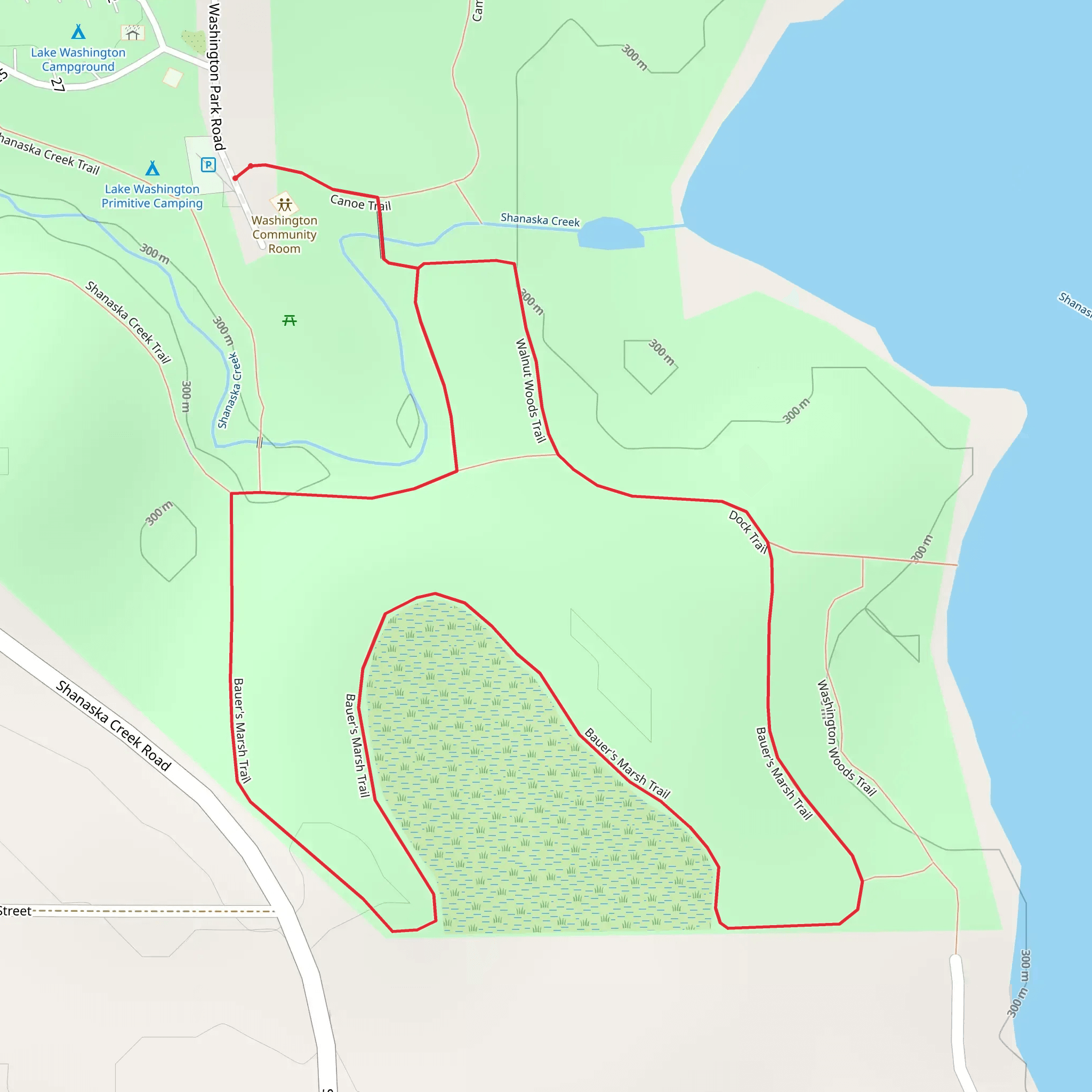 Walnut Woods Trail and Bauer's Marsh Loop Trail mobile static map