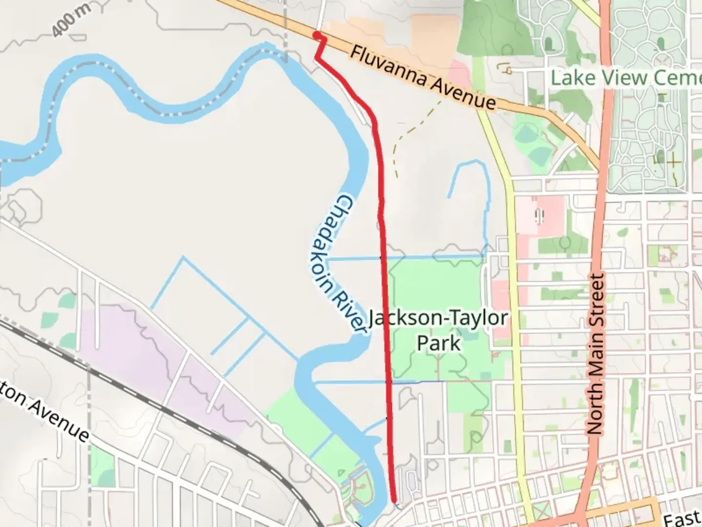 An image depicting the trail Chadakoin River via Greater Jamestown River Walk and its surrounding area.