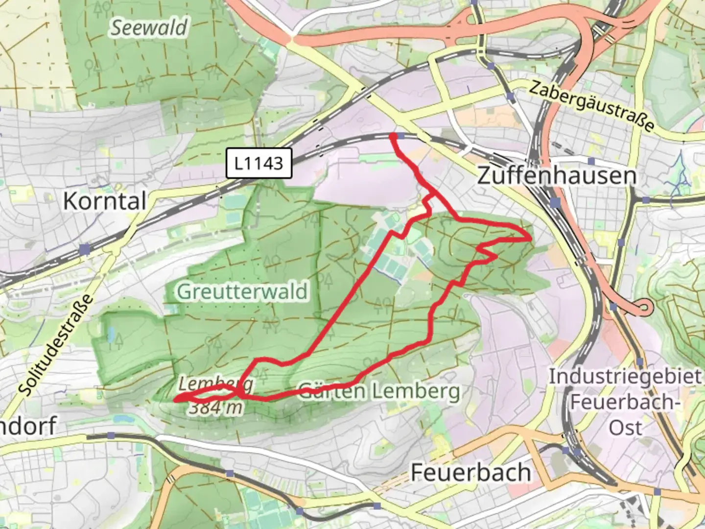 An image depicting the trail Bussallee and Talkrabbenweg and its surrounding area.