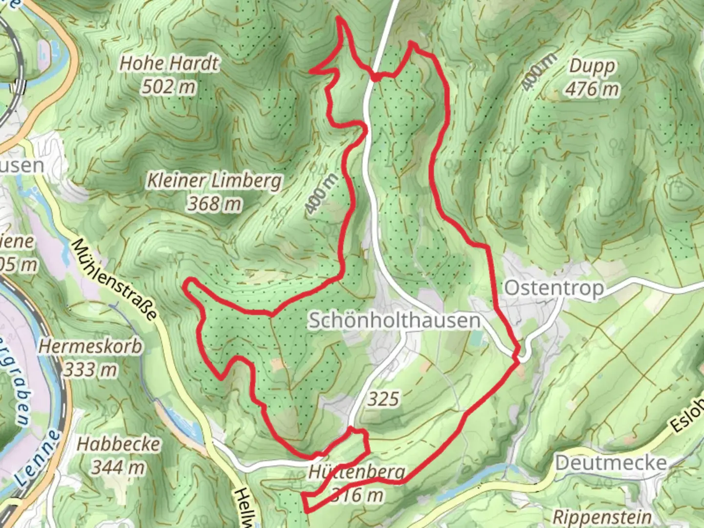 An image depicting the trail Rundwanderweg Ostentrop and its surrounding area.