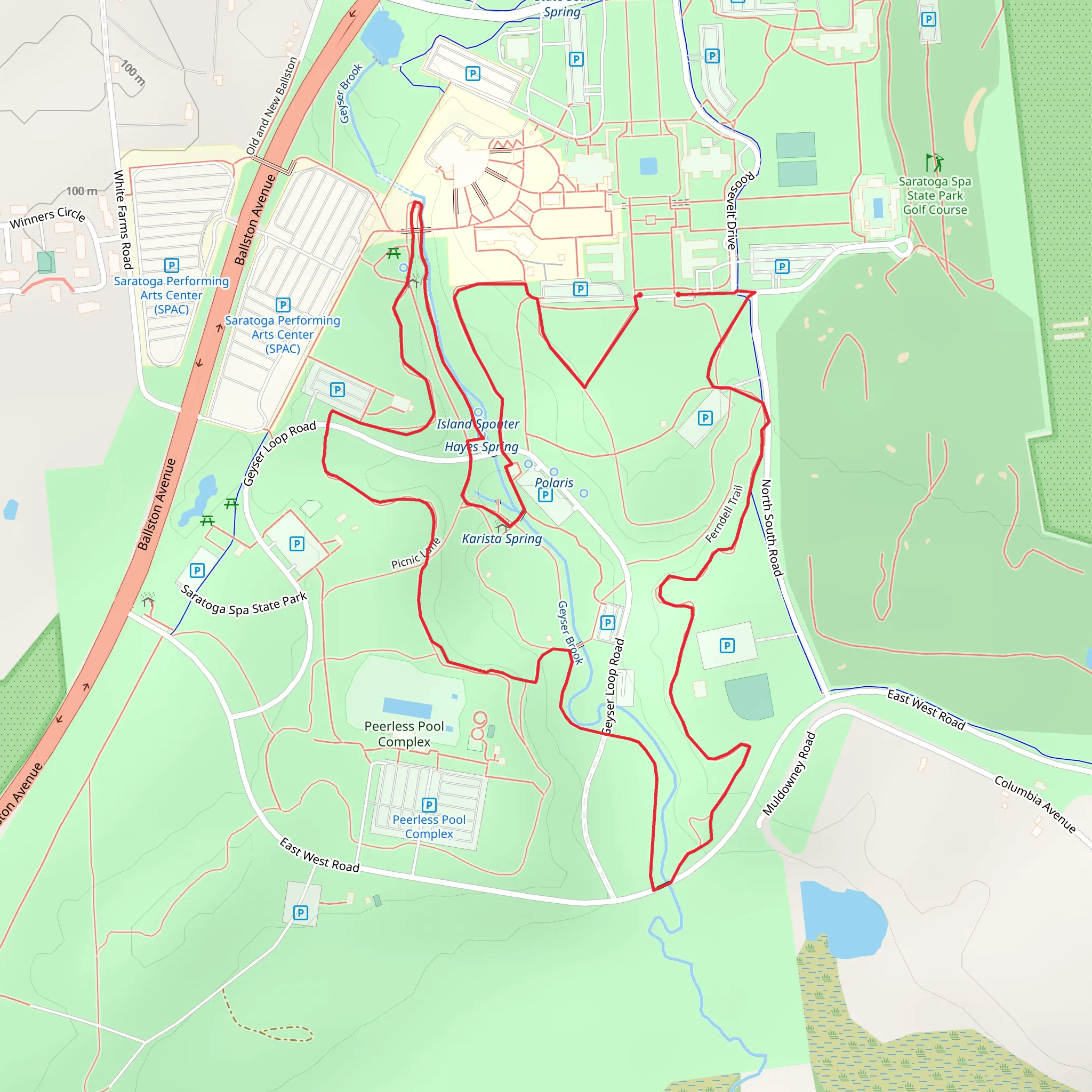 Saratoga Spa State Park Loop Trail mobile static map