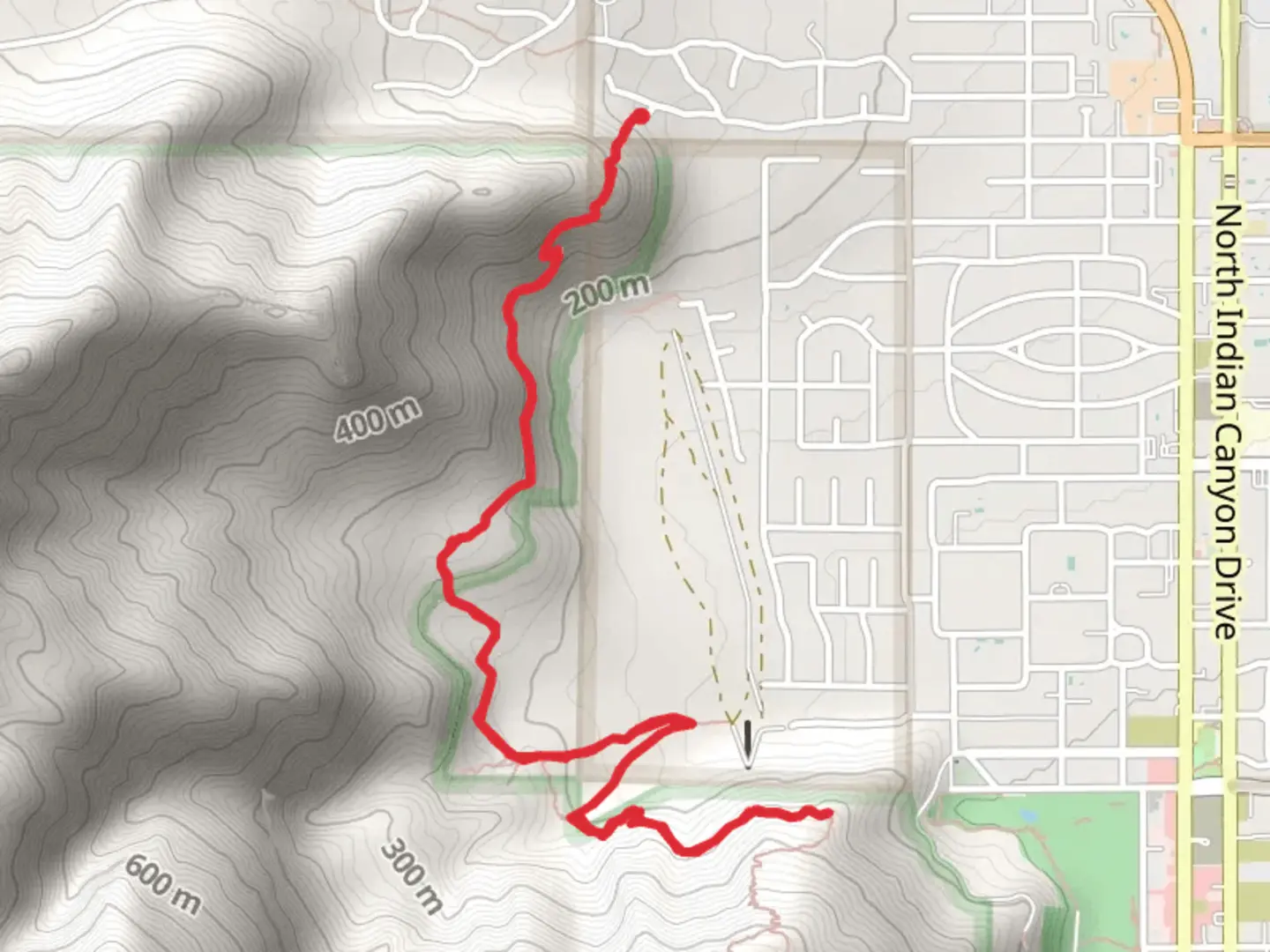 An image depicting the trail Tachevah Canyon and its surrounding area.