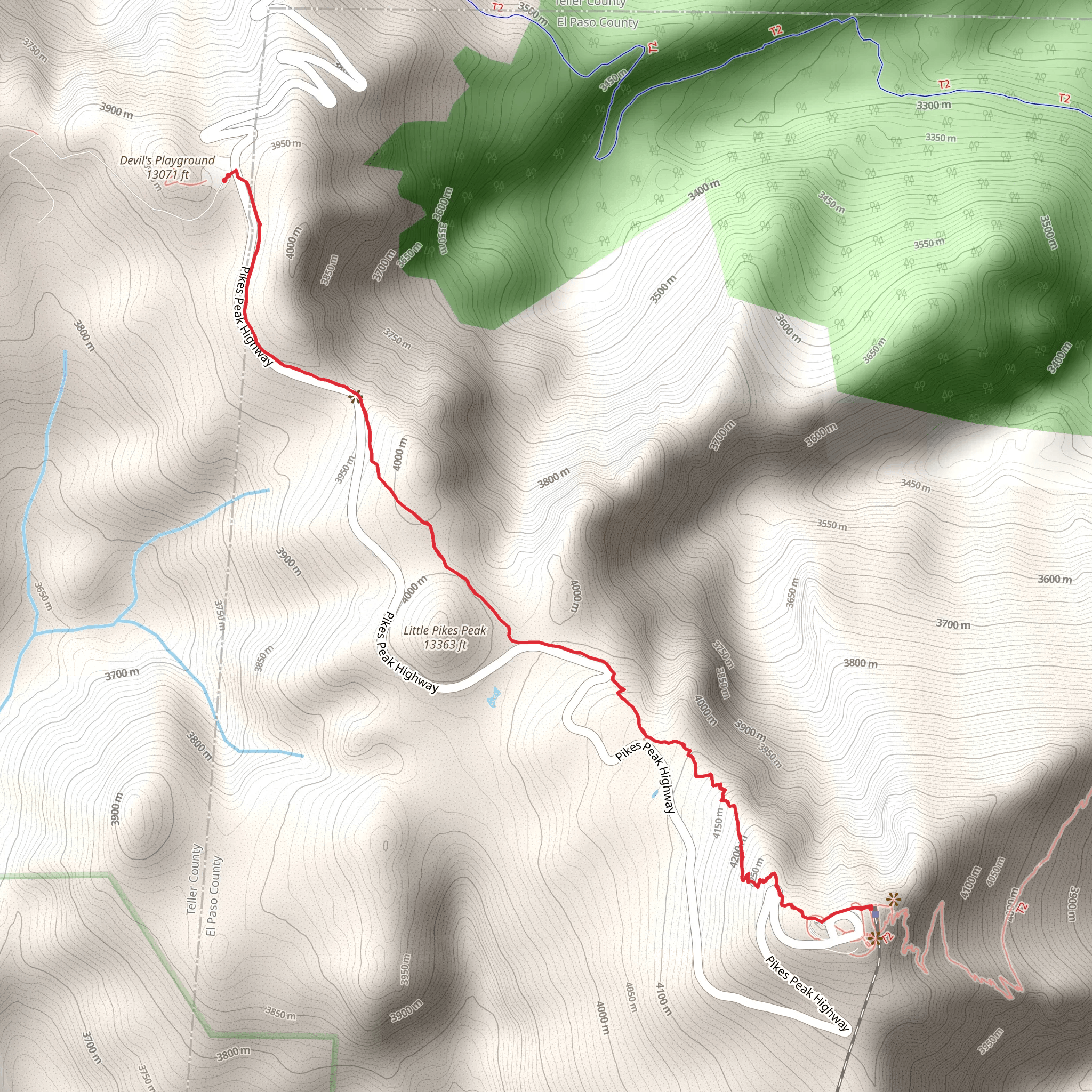 Pikes Peak from Devil's Playground mobile static map